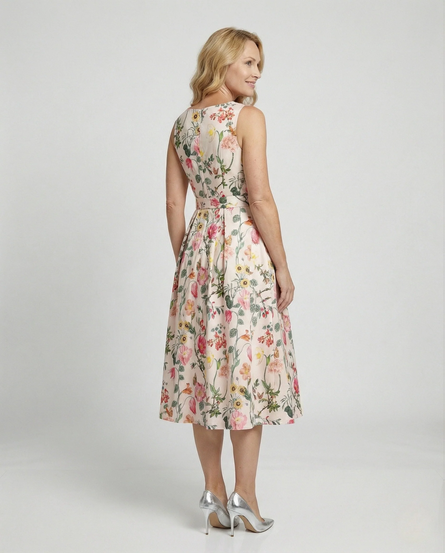Damen Midikleid A-Linie plissiert elegant - Image 4