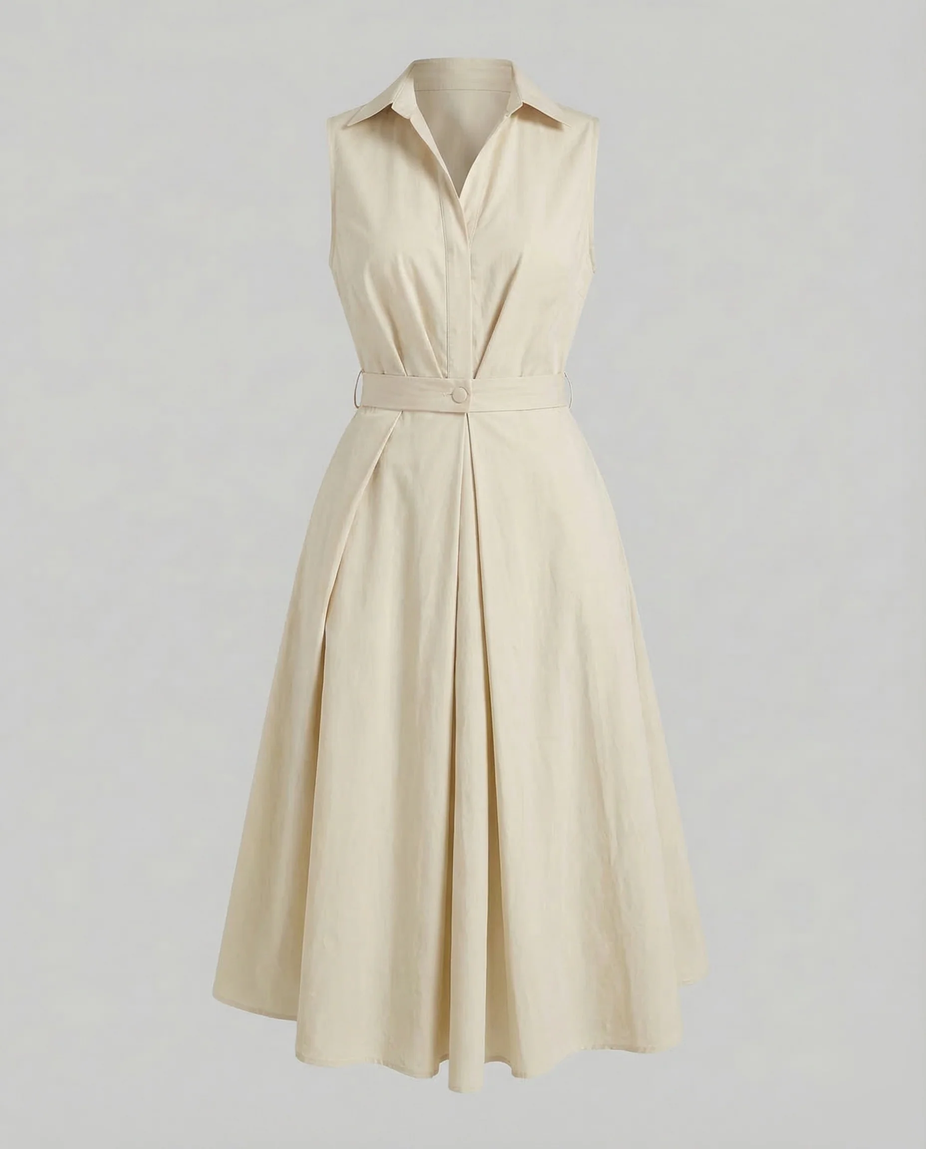 Damen Ärmelloses Tupfen-Midikleid mit Reverskragen und A-Linie - Image 10
