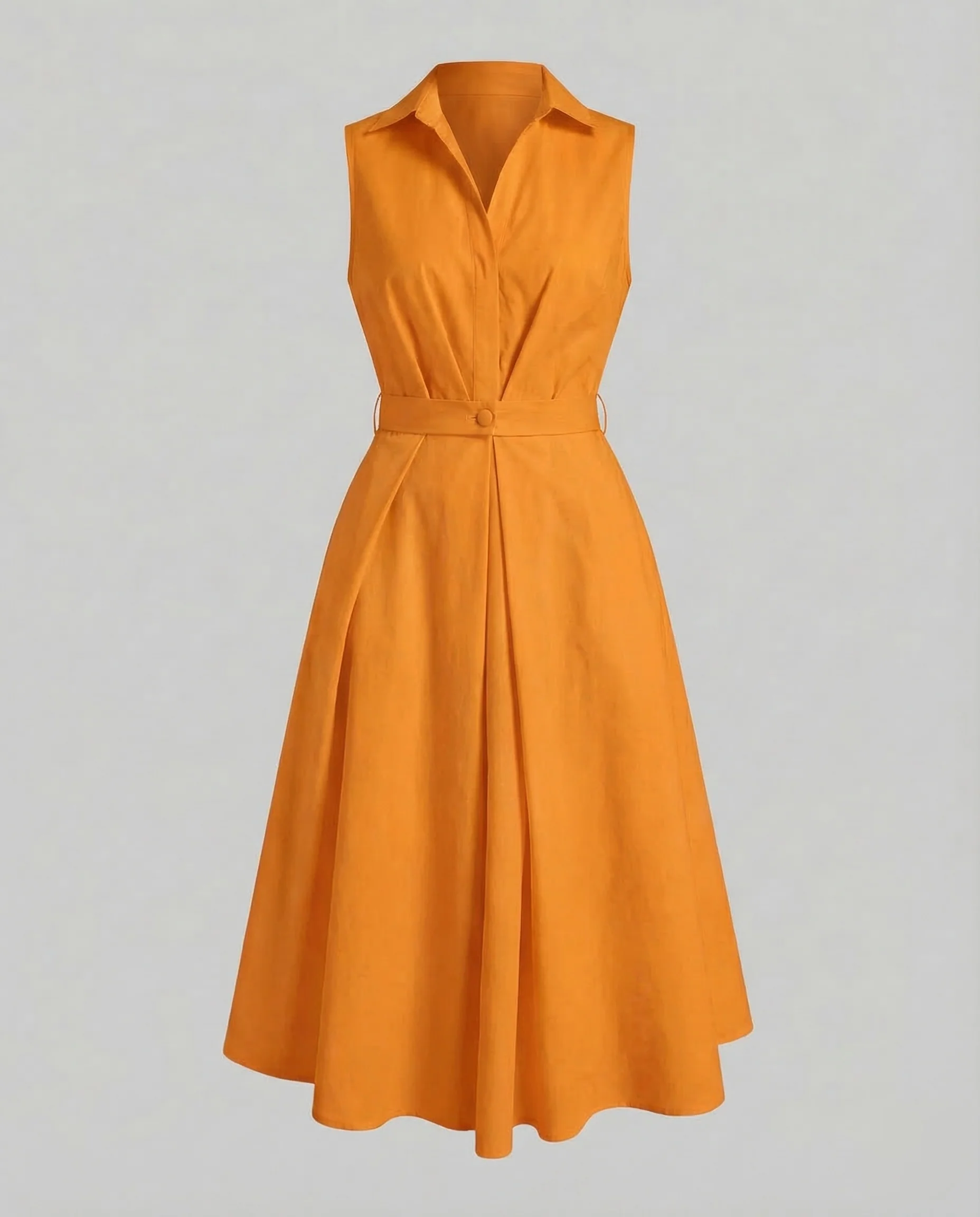 Damen Ärmelloses Tupfen-Midikleid mit Reverskragen und A-Linie - Image 12