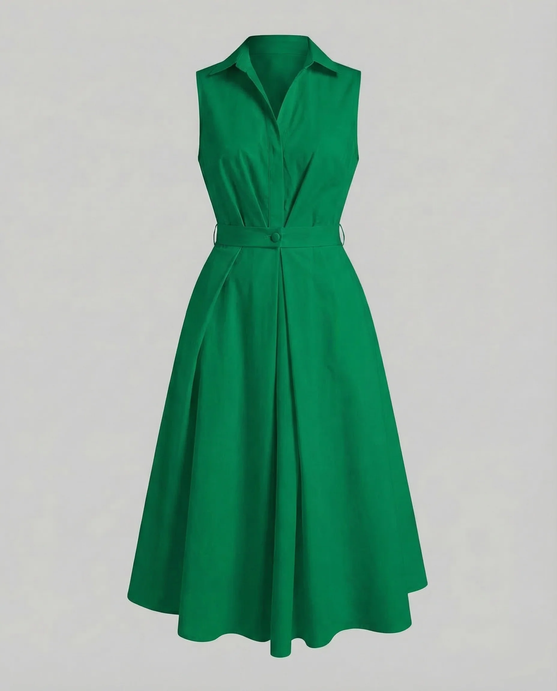 Damen Ärmelloses Tupfen-Midikleid mit Reverskragen und A-Linie - Image 13
