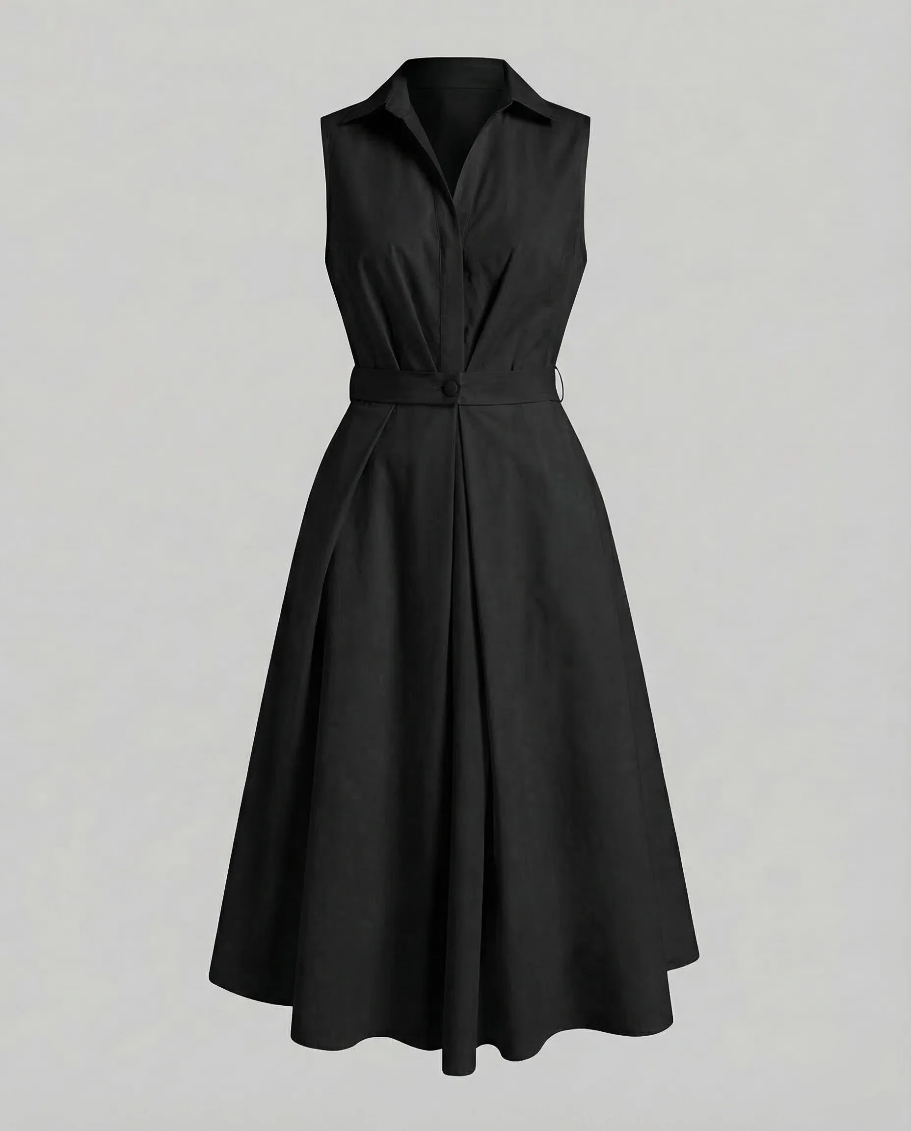 Damen Ärmelloses Tupfen-Midikleid mit Reverskragen und A-Linie - Image 7