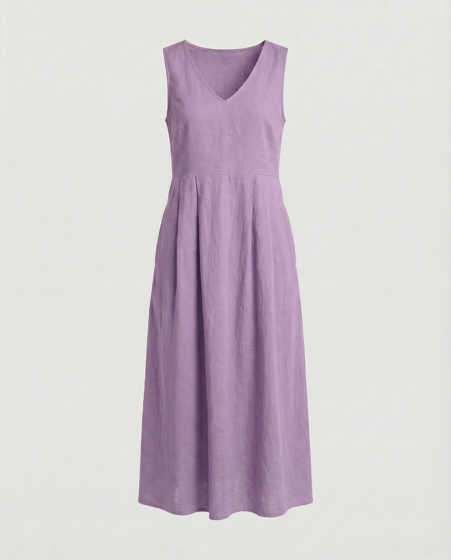 Damen Freizeitkleid Leinen mit V-Ausschnitt - Image 7