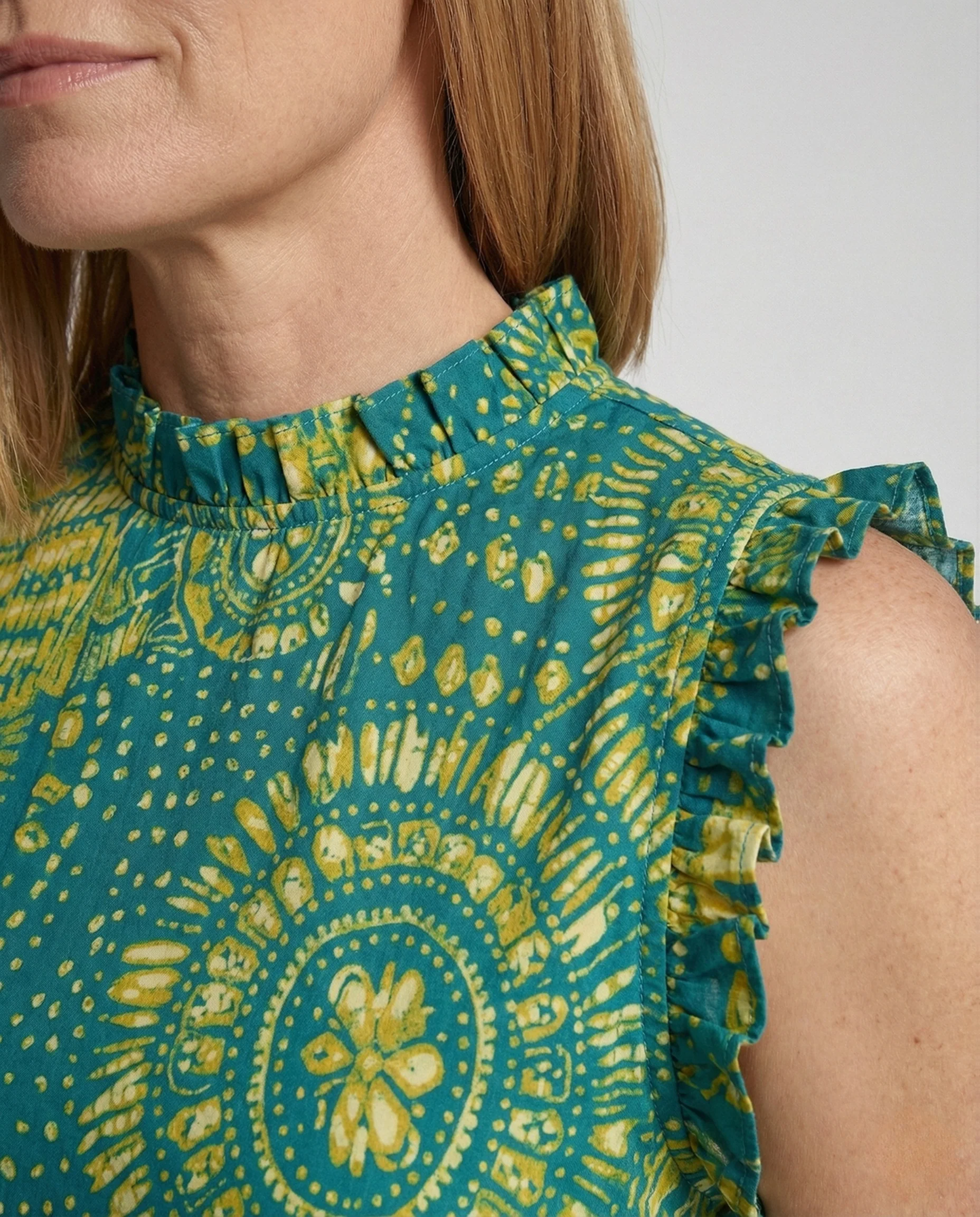 Volantkleid Ärmellos Boho Print Damen - Image 3