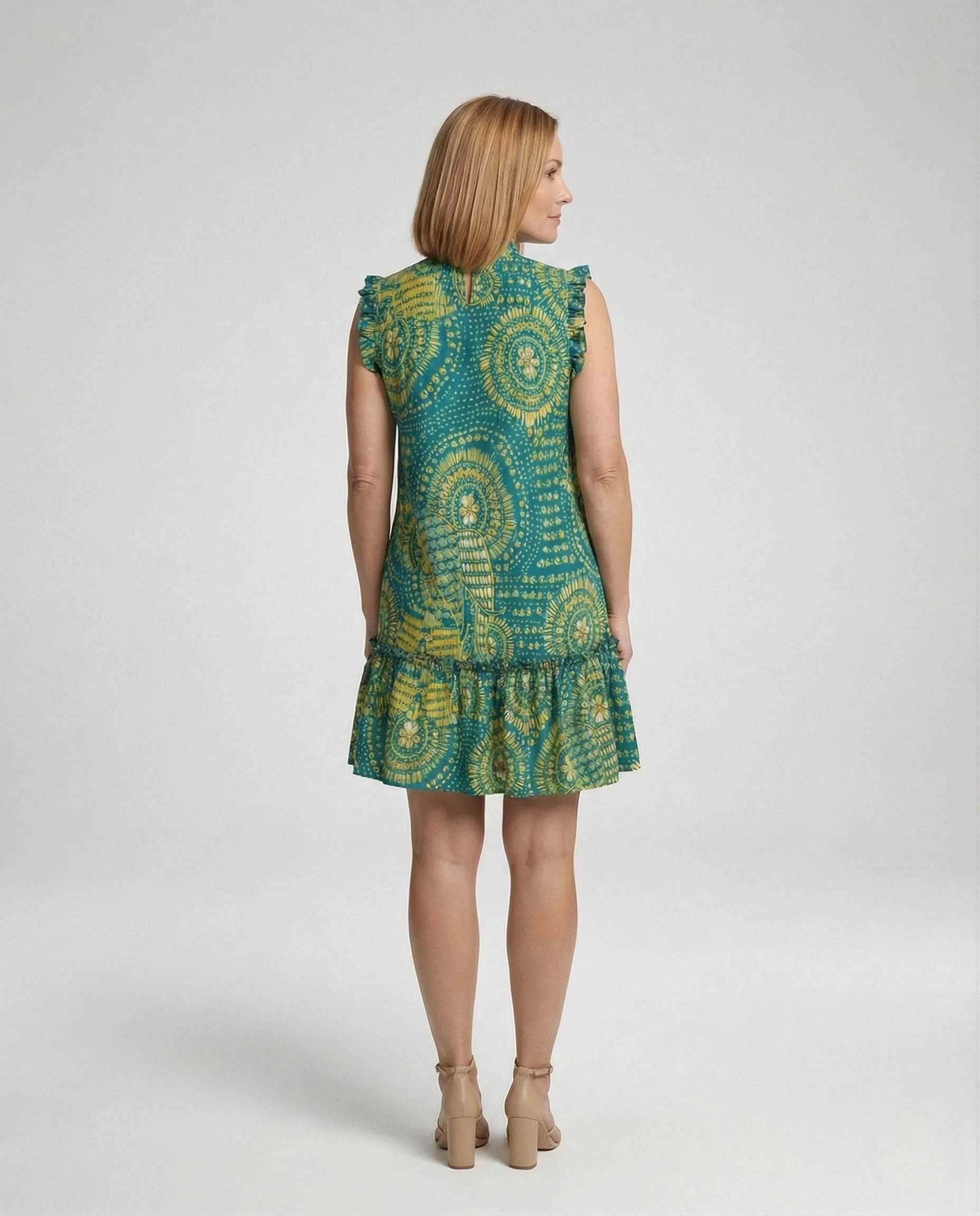 Volantkleid Ärmellos Boho Print Damen - Image 4