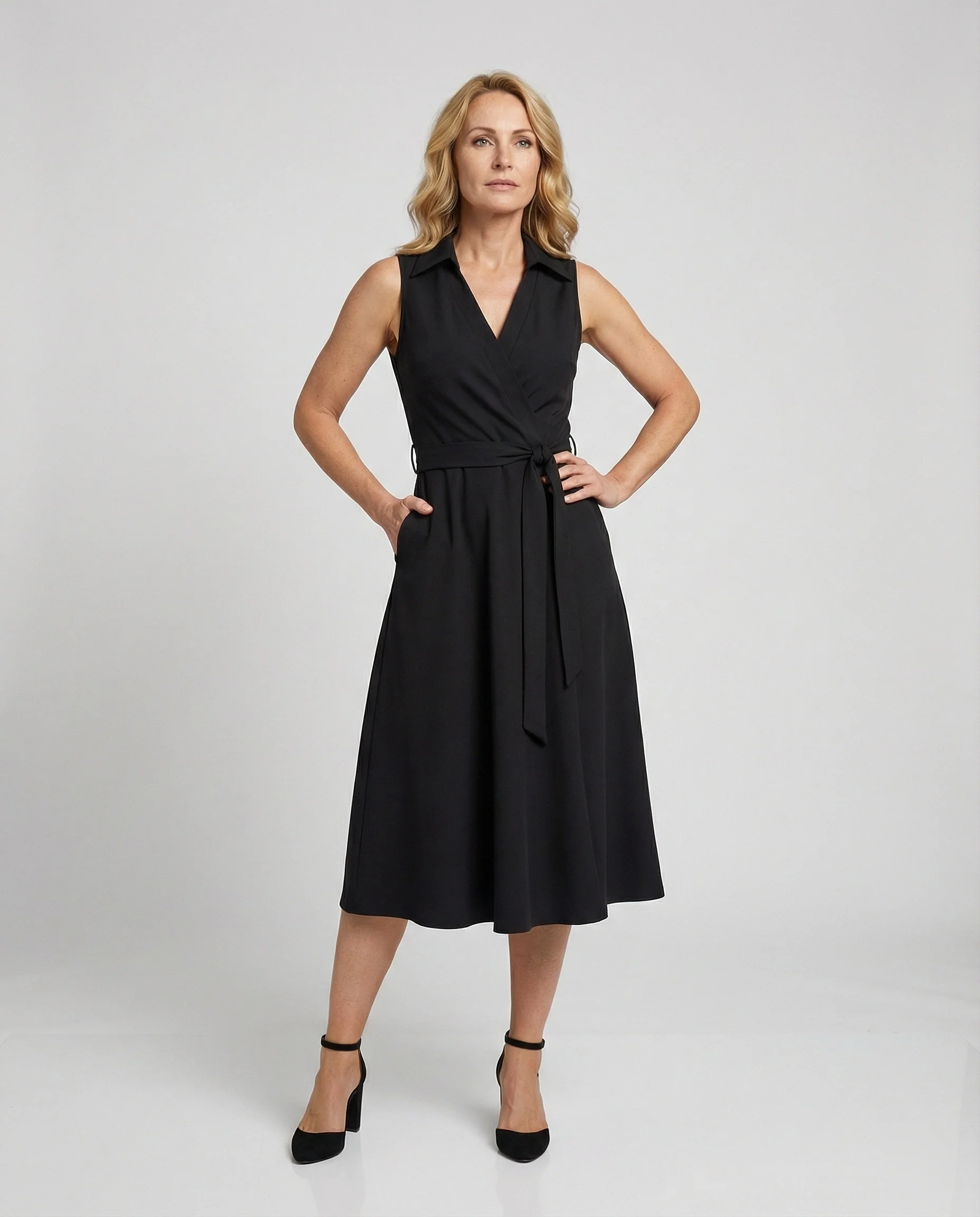 Damen Wickelkleid Freizeitkleid mit Gürtel - Image 2