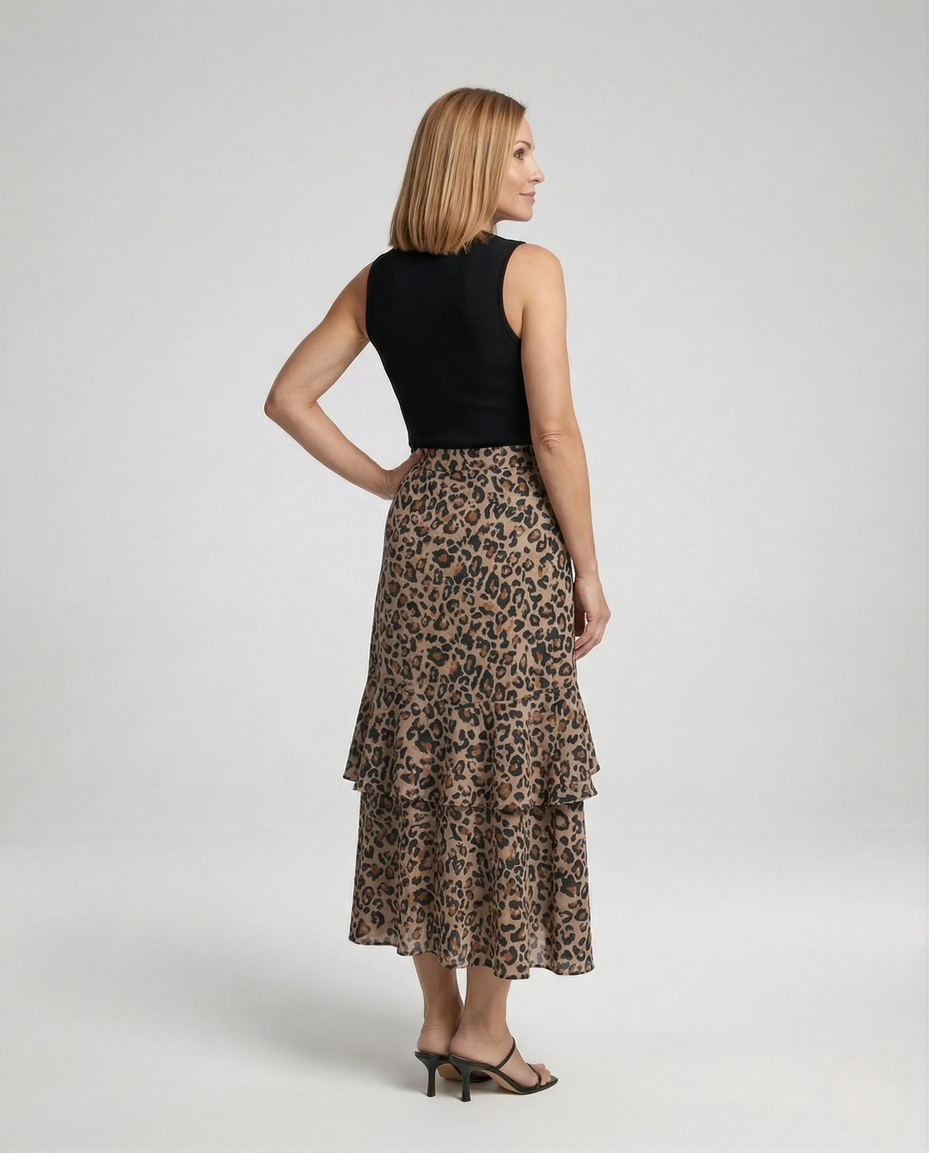 Maxikleid Damen Jersey Volant - Image 3