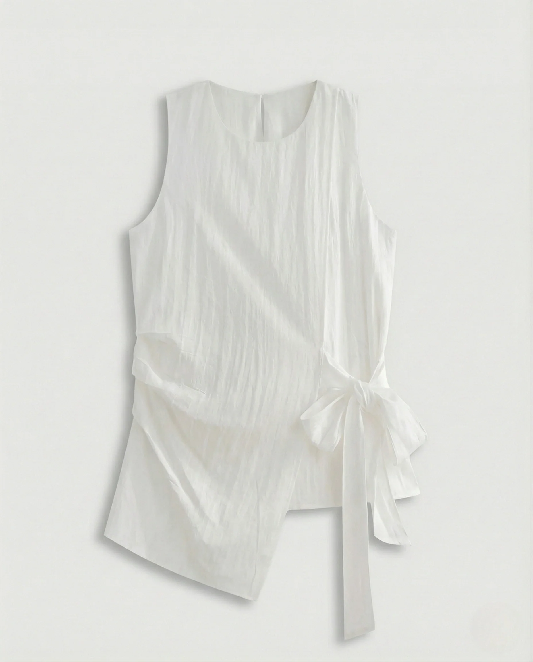 Damen Asymmetrische Leinen Tunika mit Seitenschleife - Image 6