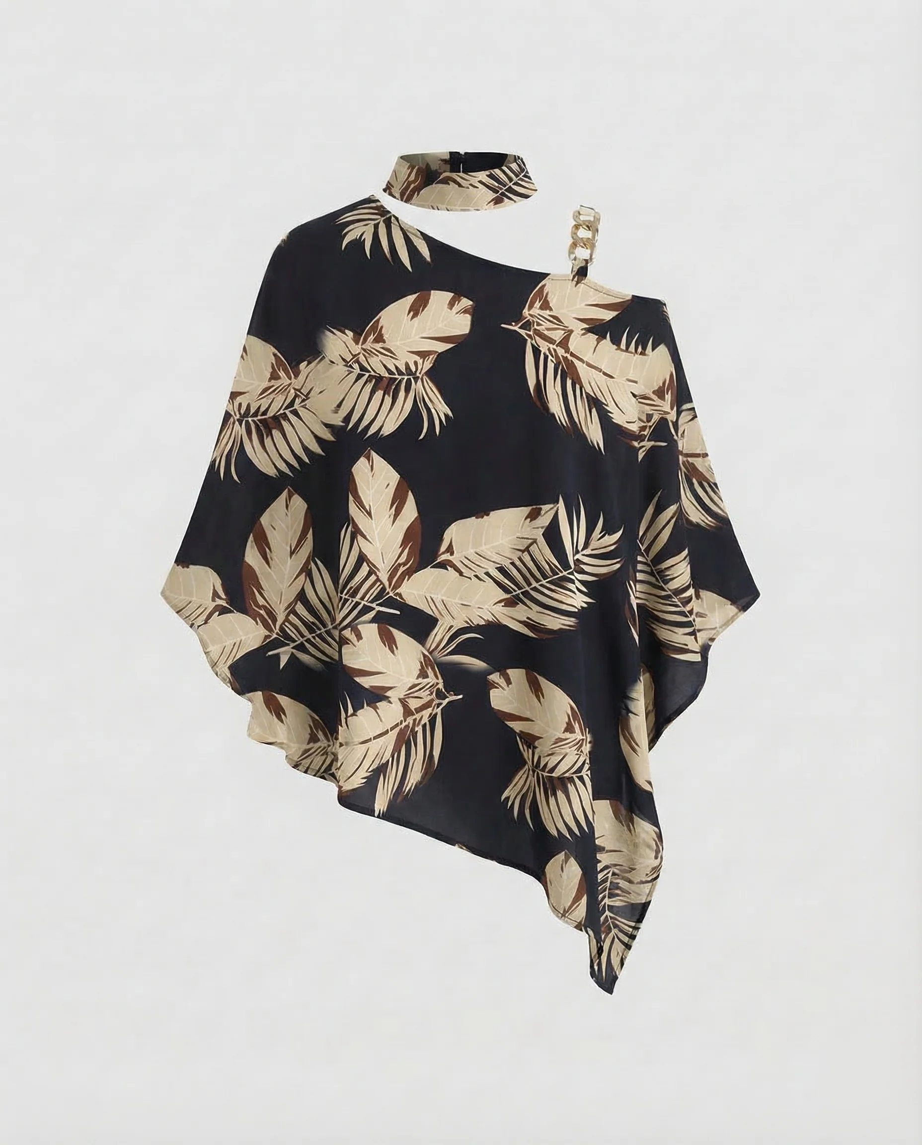 Einschulter Bluse Asymmetrisch Damen Poncho Stil - Image 10