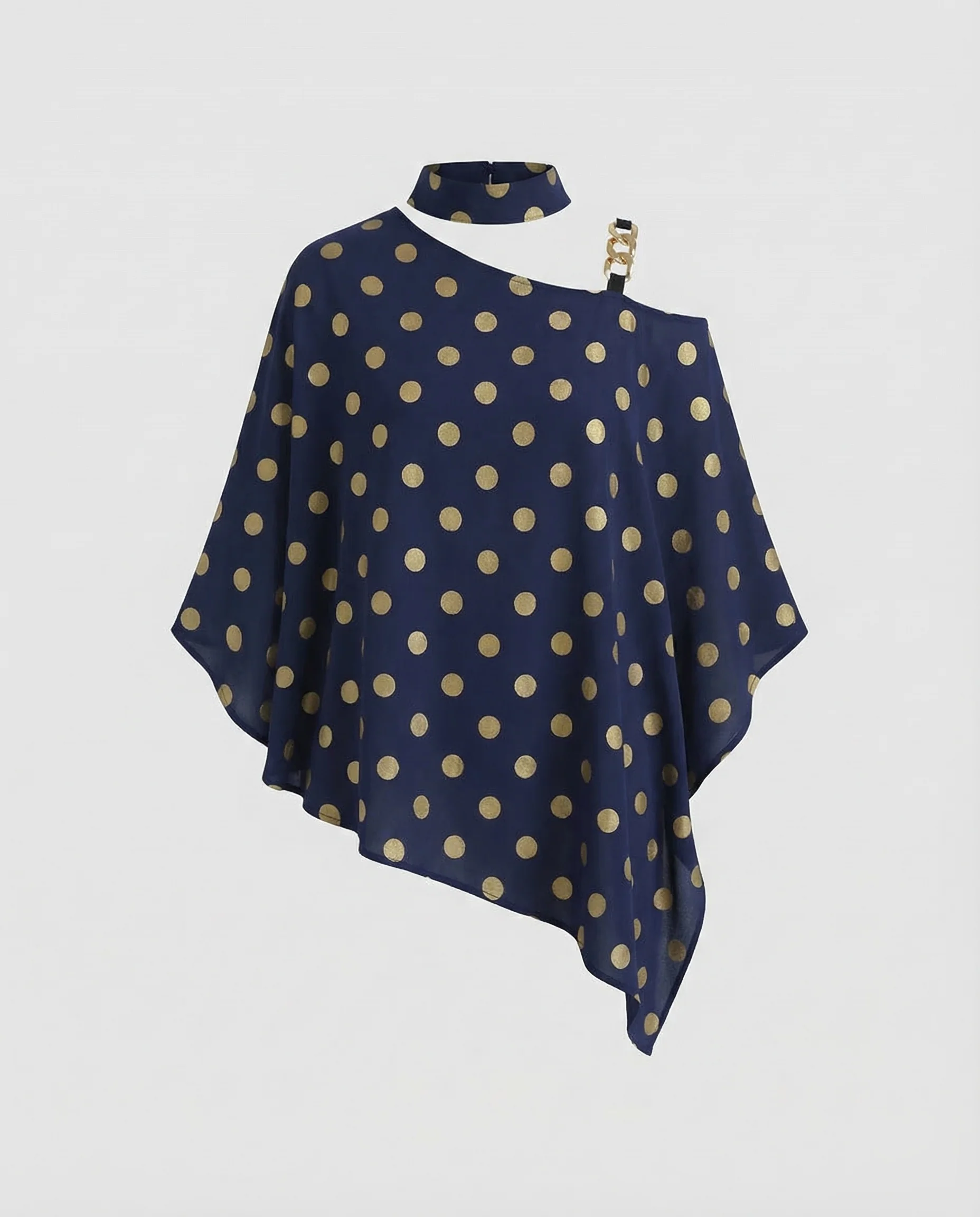 Einschulter Bluse Asymmetrisch Damen Poncho Stil - Image 5