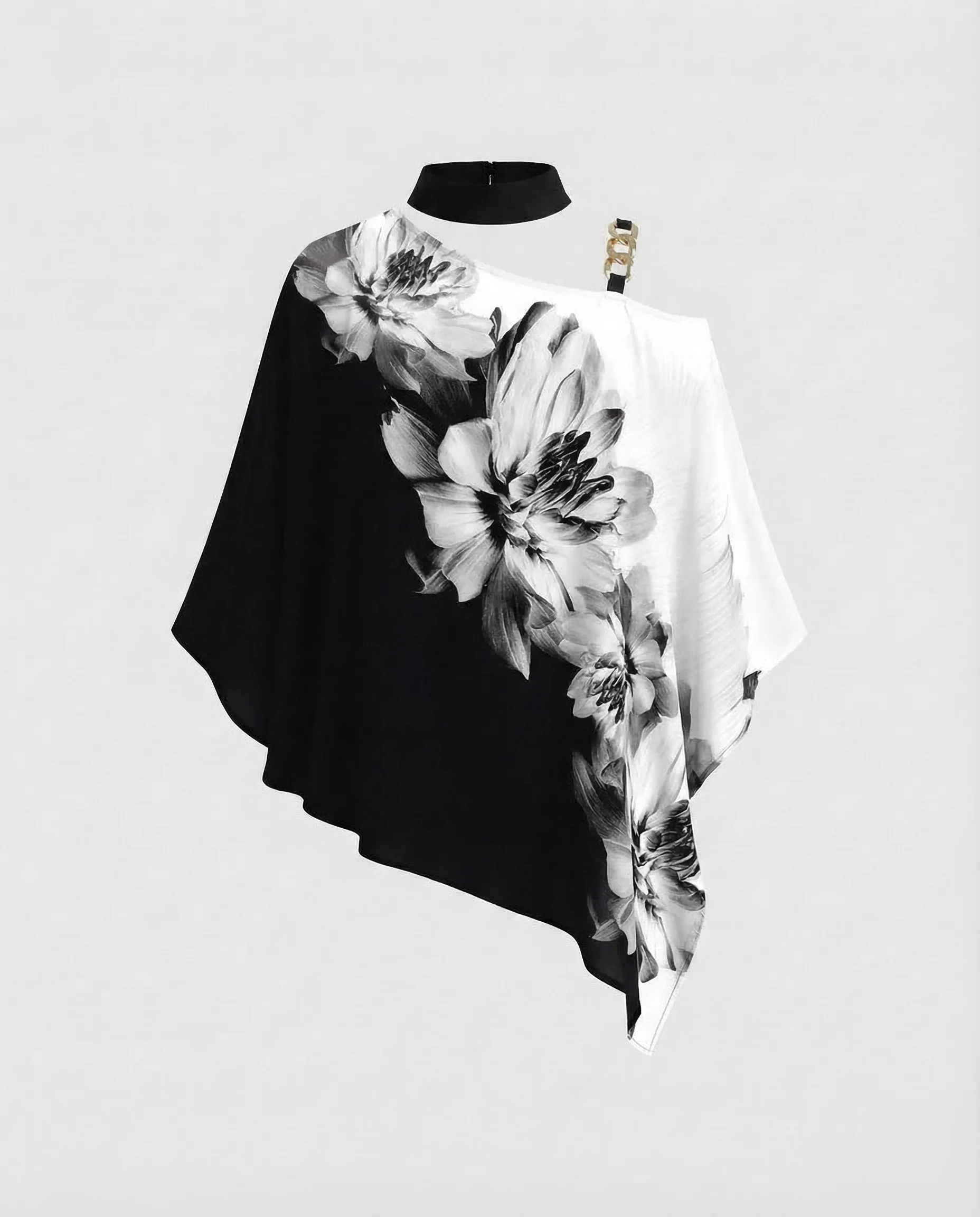 Einschulter Bluse Asymmetrisch Damen Poncho Stil - Image 6