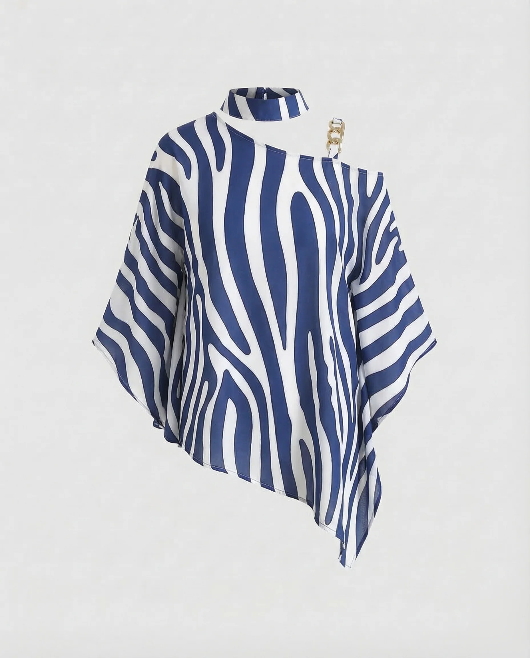 Einschulter Bluse Asymmetrisch Damen Poncho Stil - Image 8