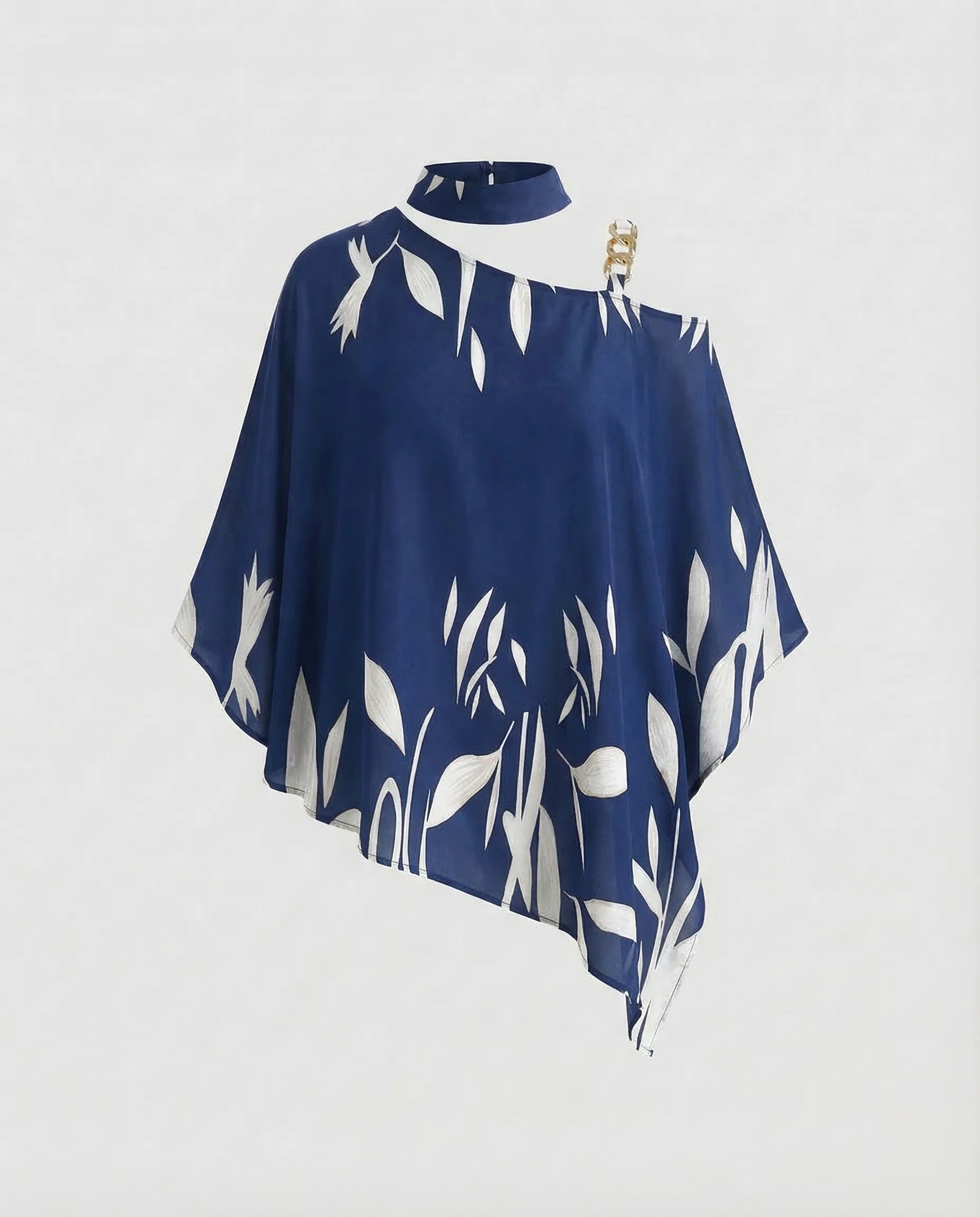 Einschulter Bluse Asymmetrisch Damen Poncho Stil - Image 9