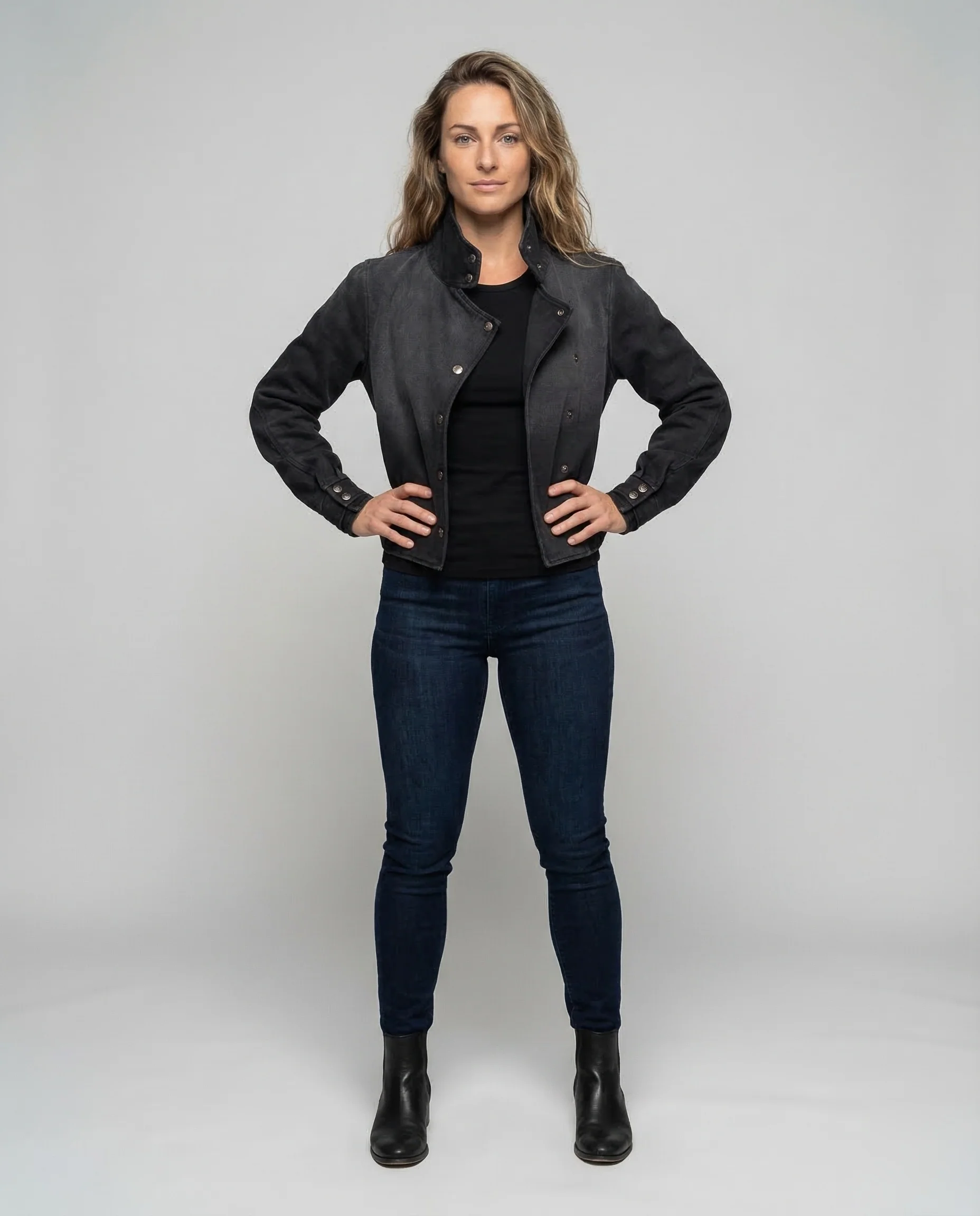 Damen Asymmetrische Kurzjacke Stehkragen