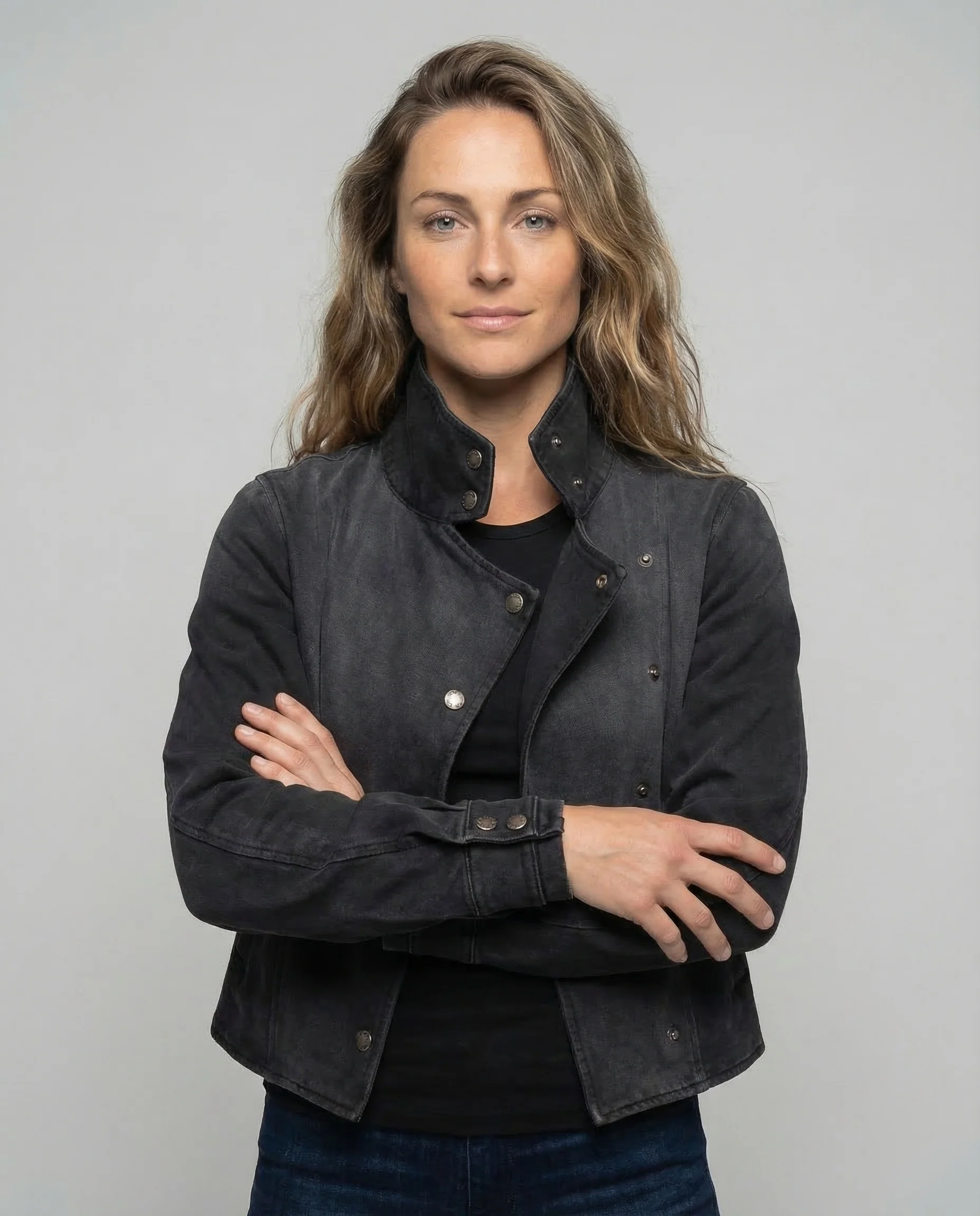 Damen Asymmetrische Kurzjacke Stehkragen - Image 2