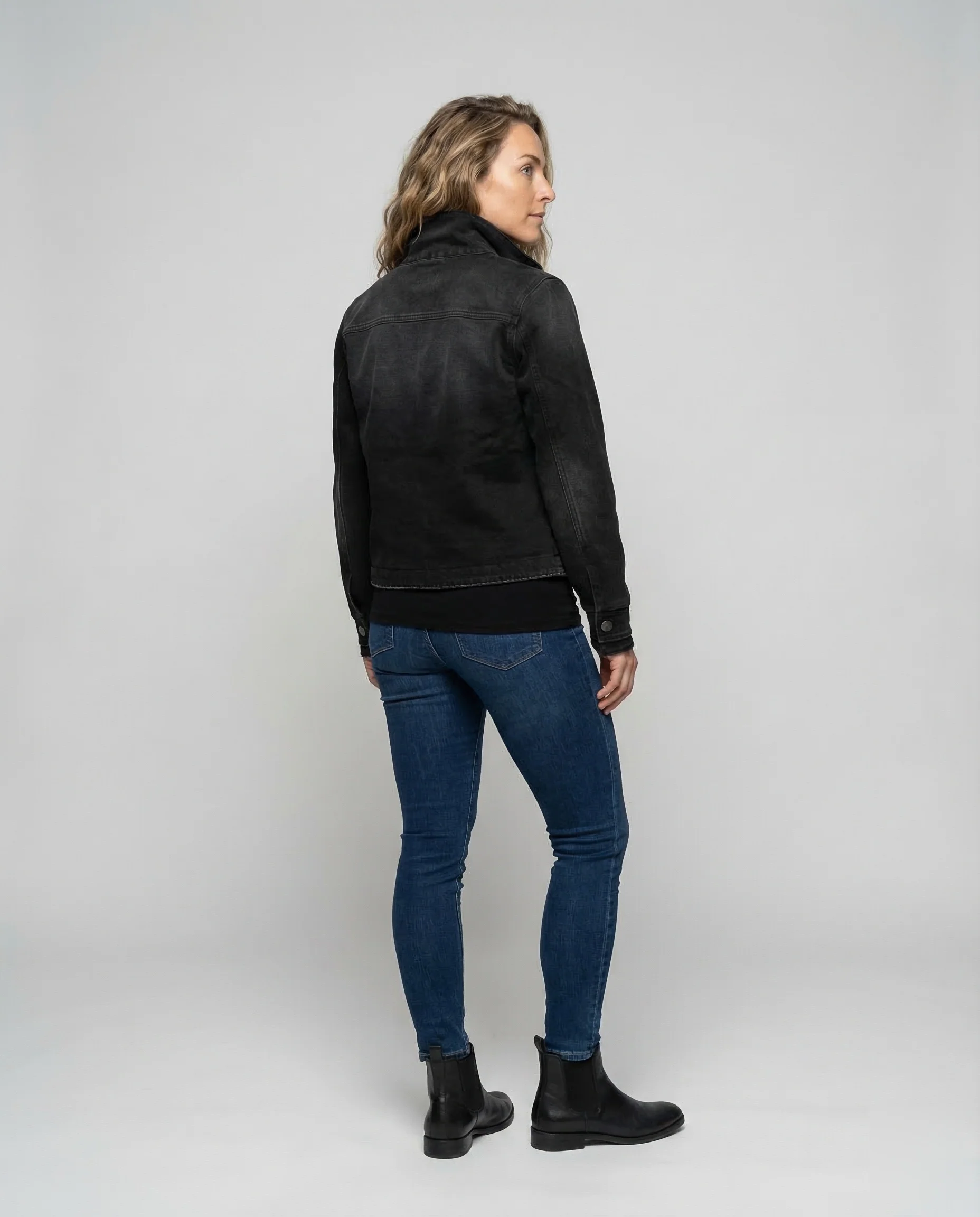 Damen Asymmetrische Kurzjacke Stehkragen - Image 4
