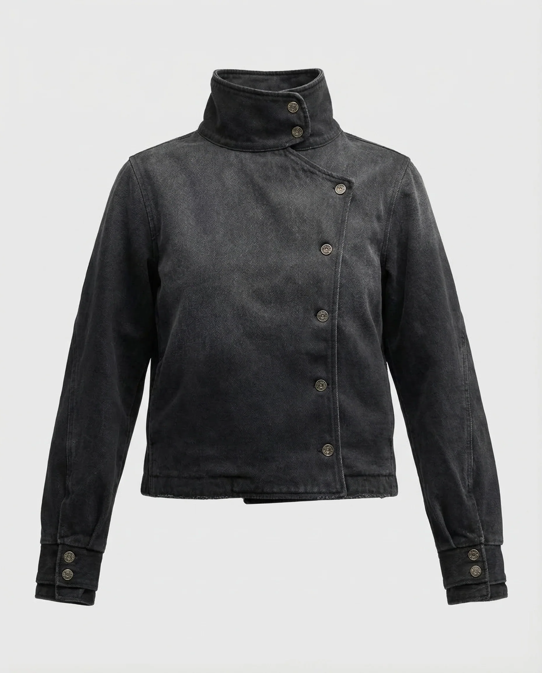 Damen Asymmetrische Kurzjacke Stehkragen - Image 5