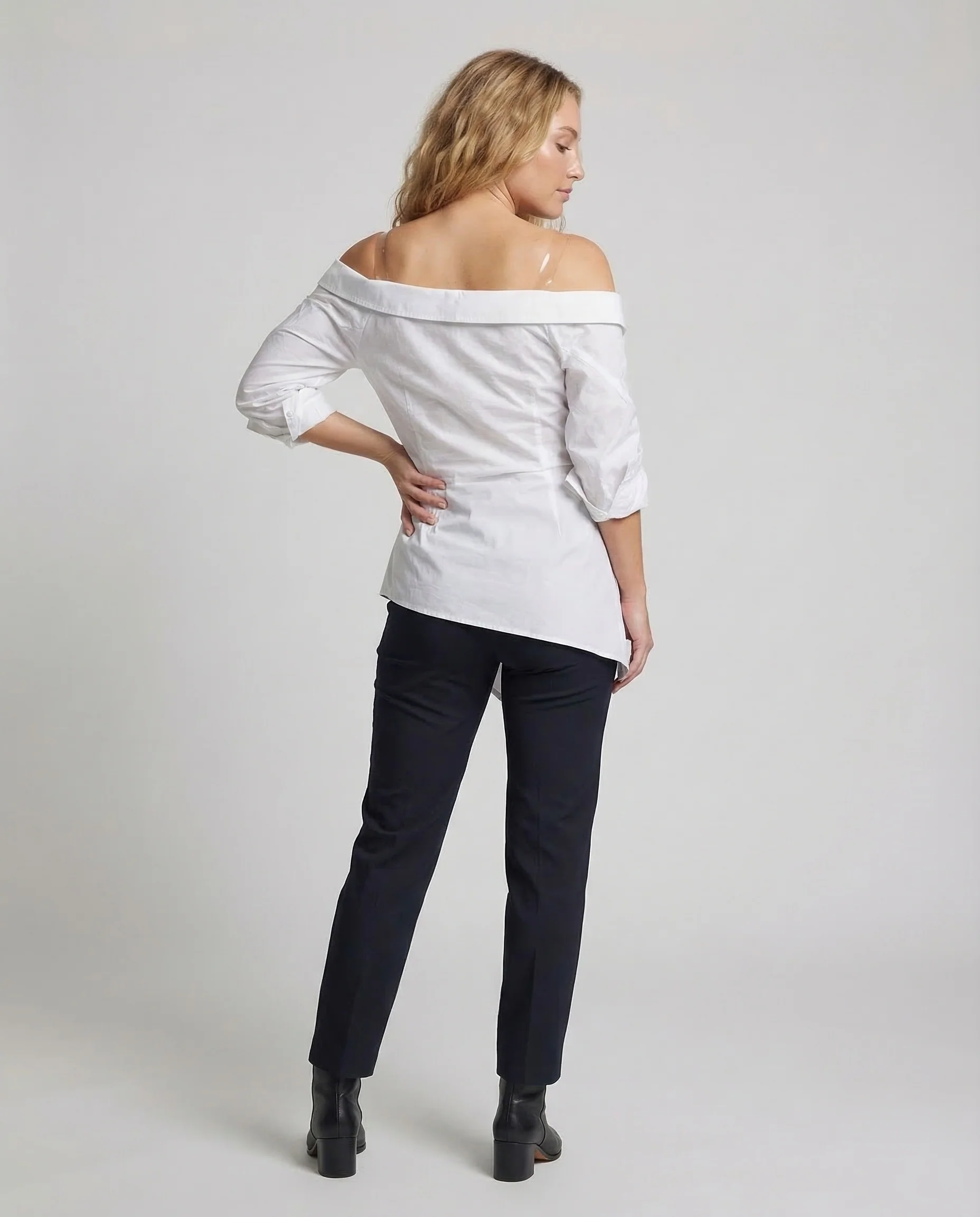 Damen Off Shoulder Wickelbluse - Image 4