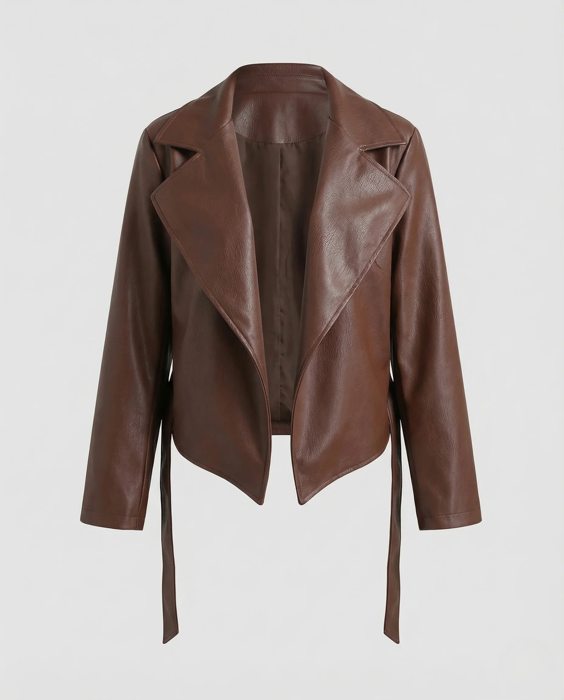 Damen Kunstlederjacke Asymmetrisch Gürtel - Image 5
