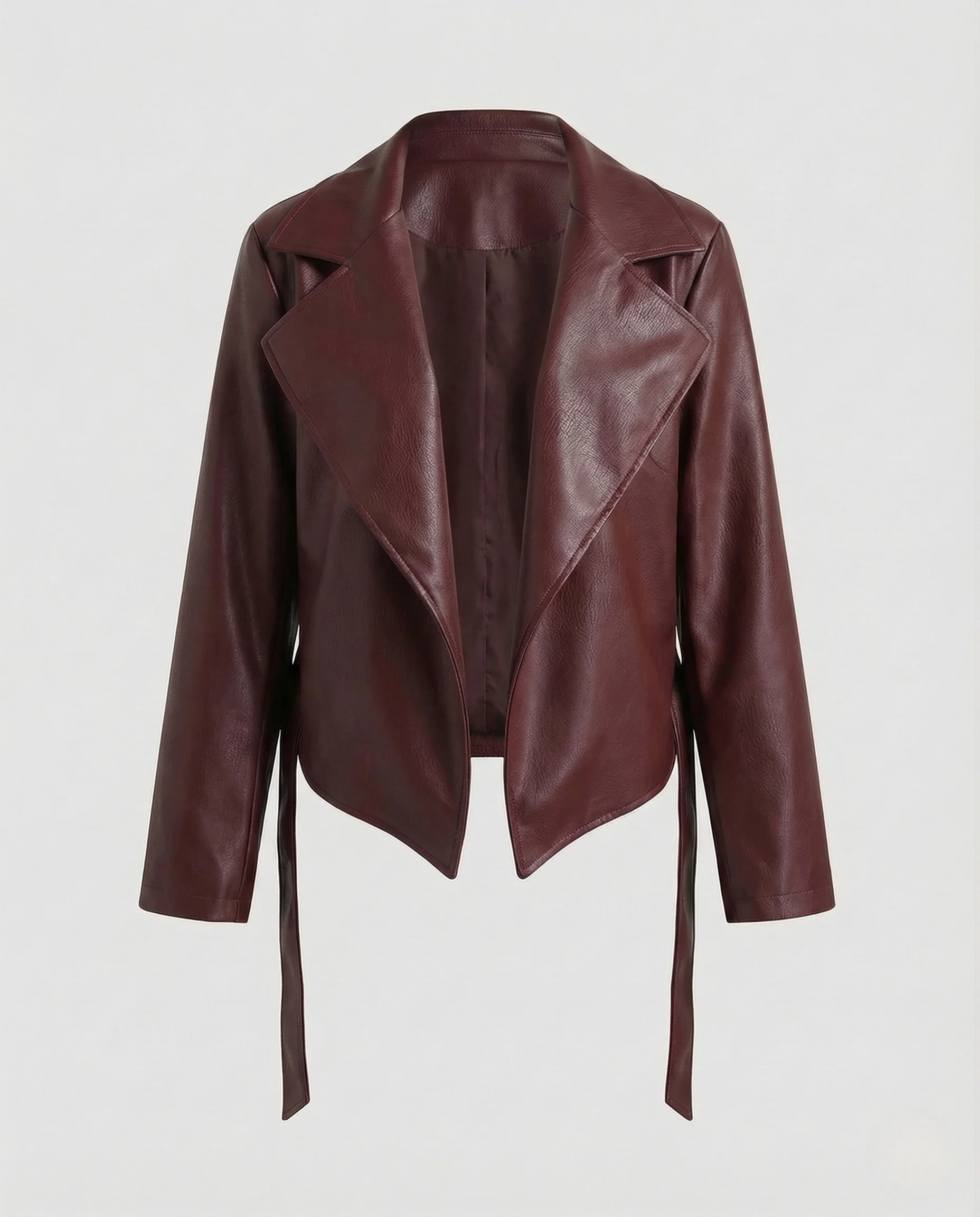 Damen Kunstlederjacke Asymmetrisch Gürtel - Image 6