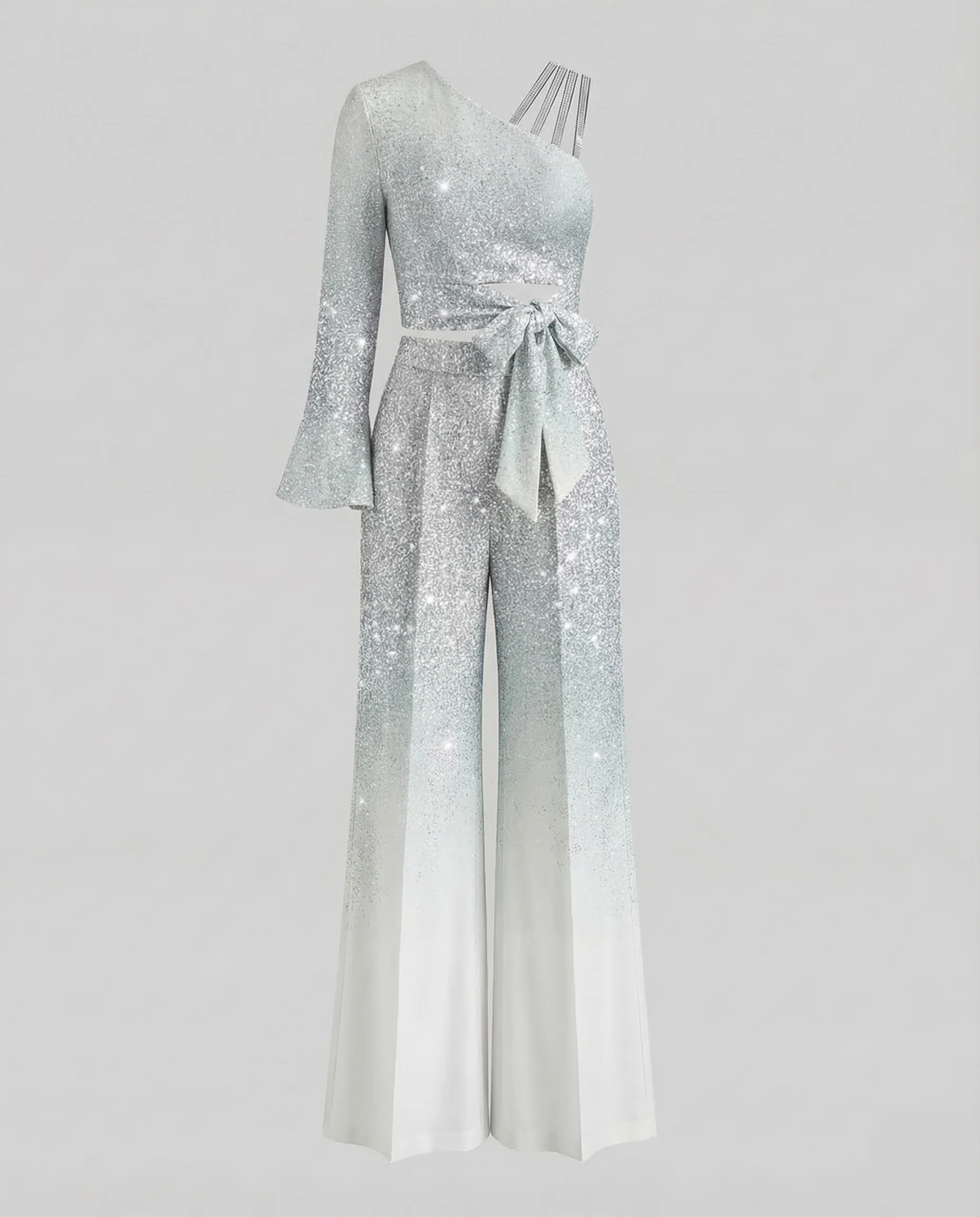 Damen Abend Jumpsuit Pailletten Ein-Schulter - Image 5