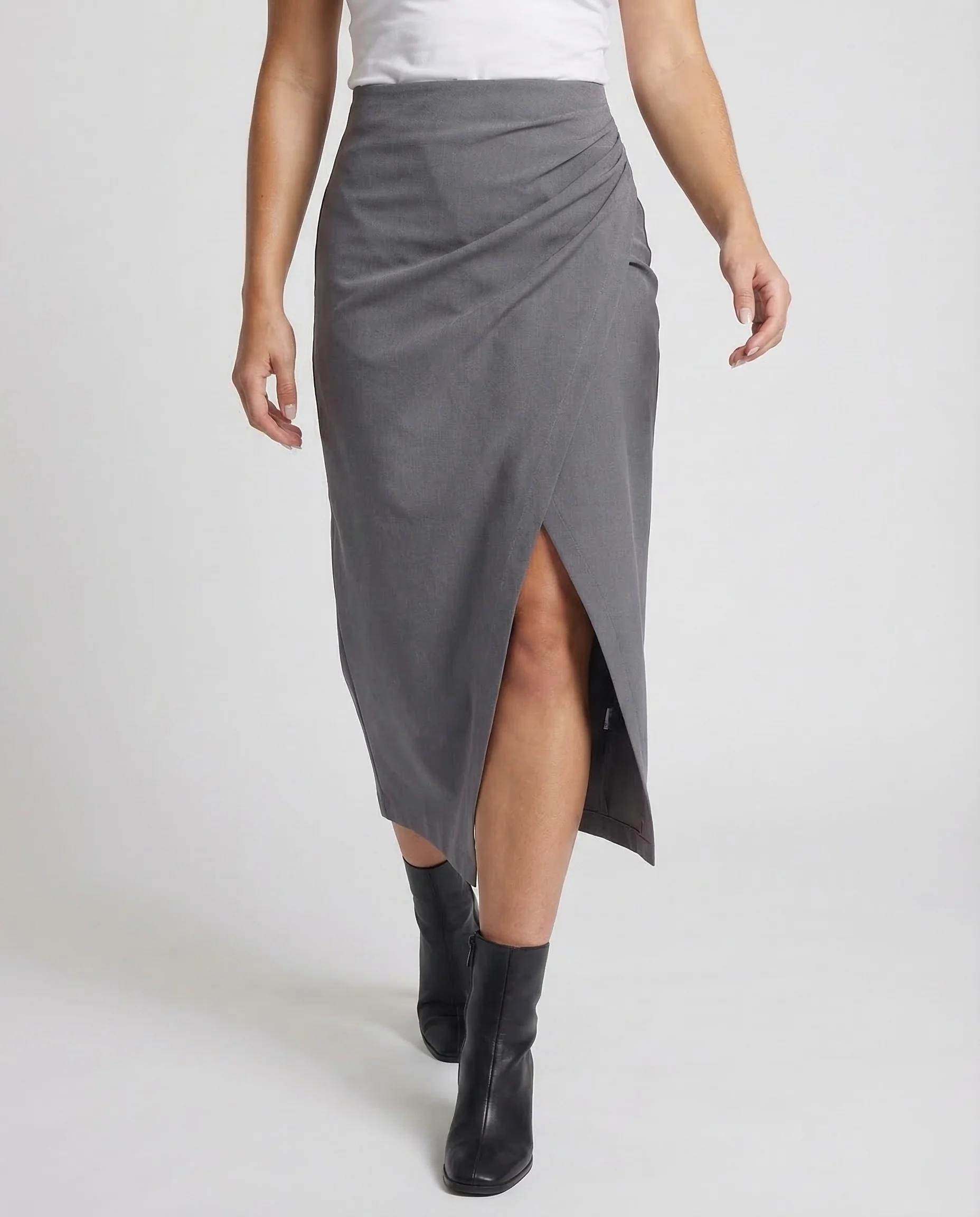 Damen Bleistiftrock Wickel Asymmetrisch - Image 2