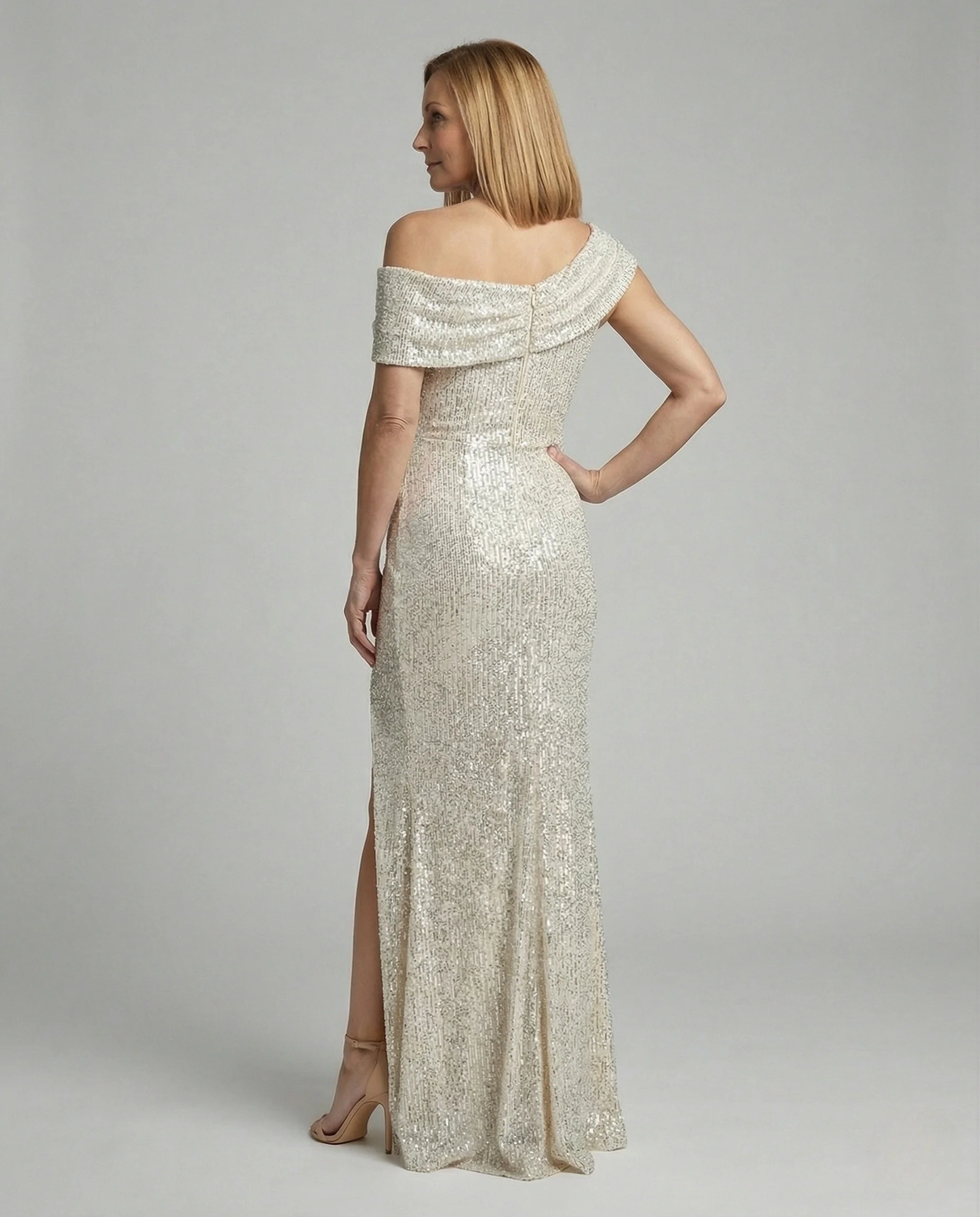 Asymmetrisches Abendkleid Mit Schlitz Damen - Image 4