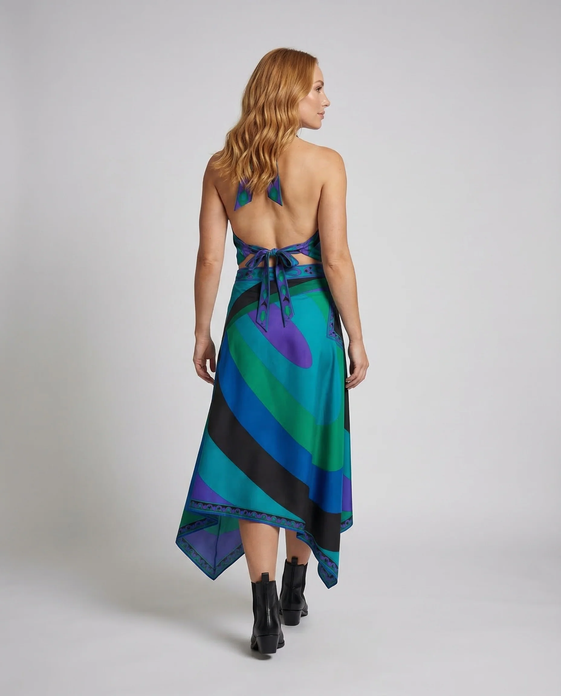 Damen Chiffon Wickelkleid Asymmetrisch - Image 4