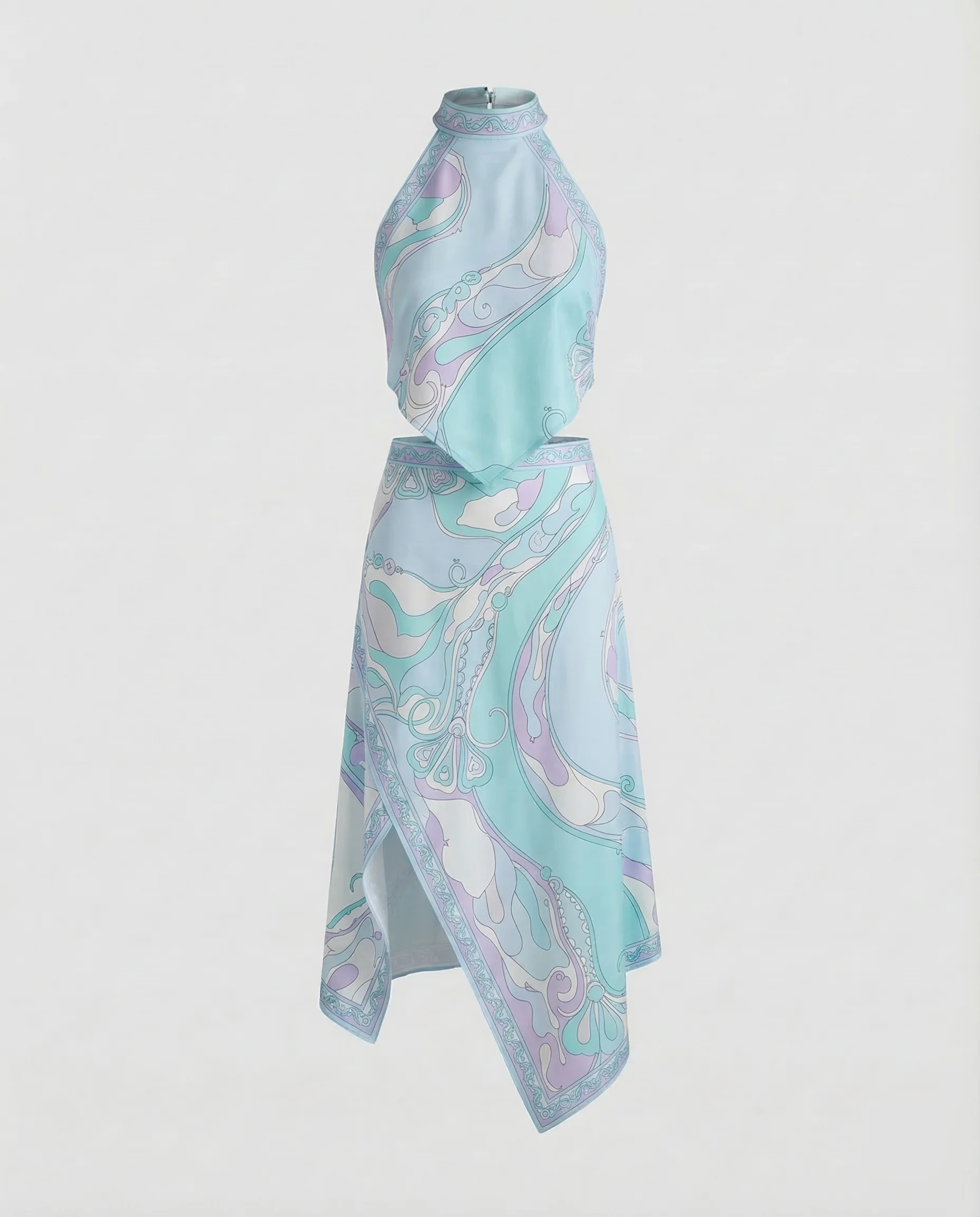 Damen Chiffon Wickelkleid Asymmetrisch - Image 7