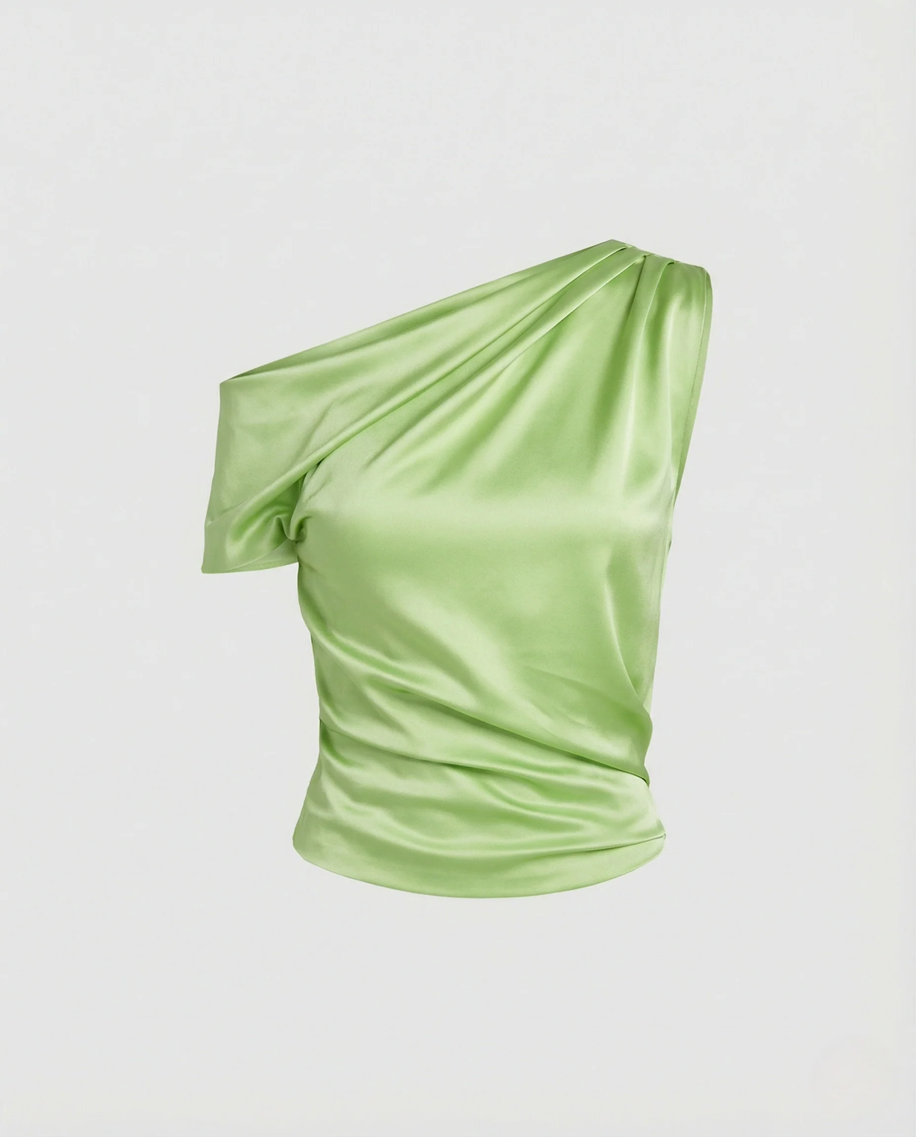 Ein Schulter Satin Top Damen Drapiert - Image 5