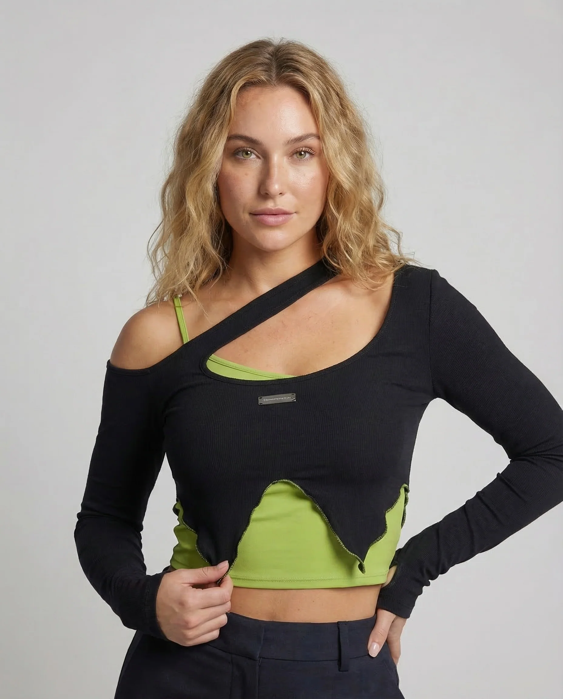 Damen Crop Top Asymmetrisch - Image 2