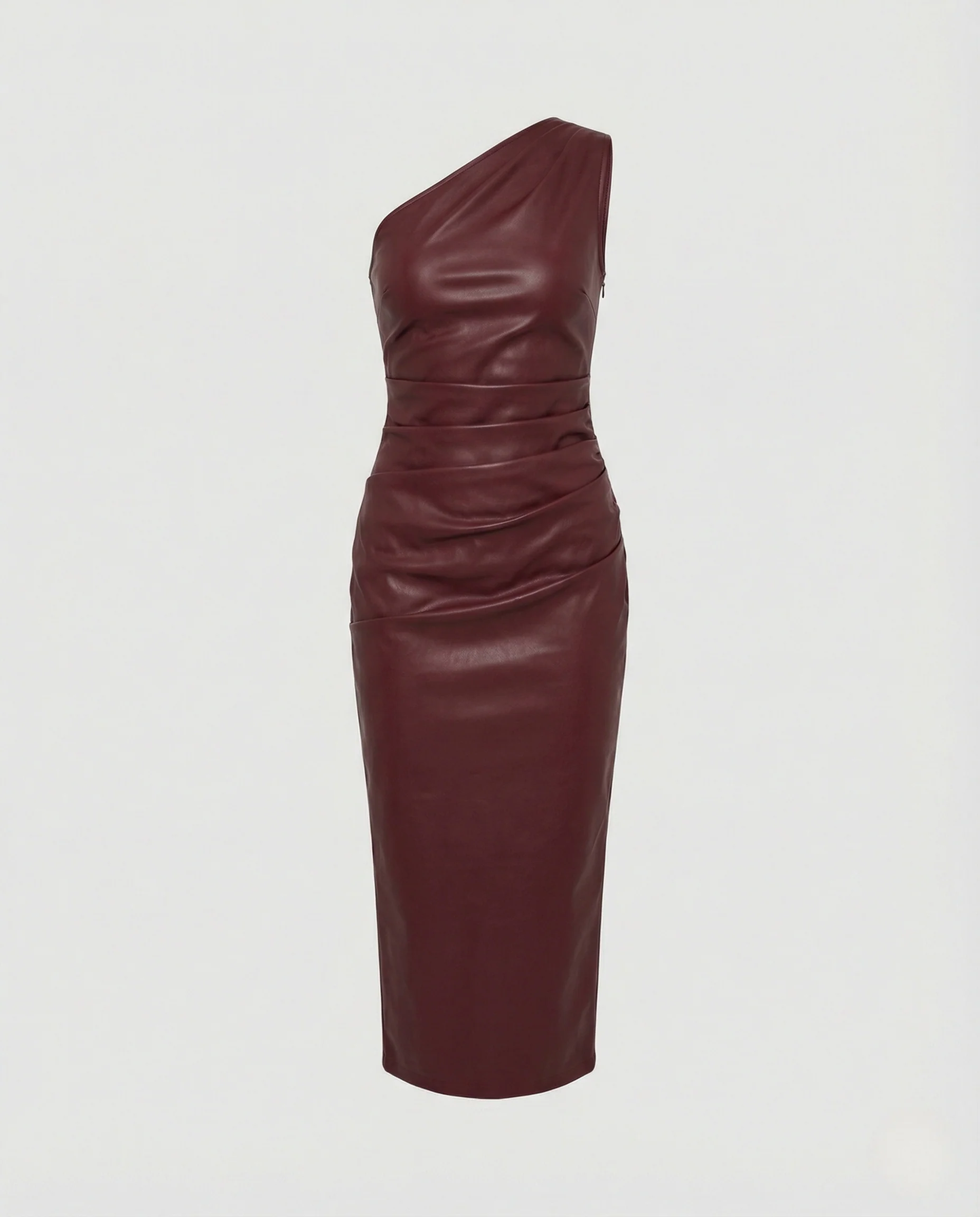 Damen Midikleid One Shoulder Lederimitat - Image 5