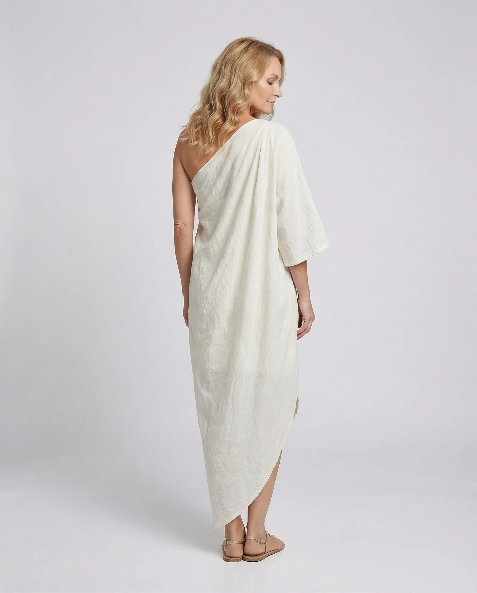 Damen Asymmetrisches Maxikleid mit One-Shoulder-Detail und Ballonärmeln - Image 4