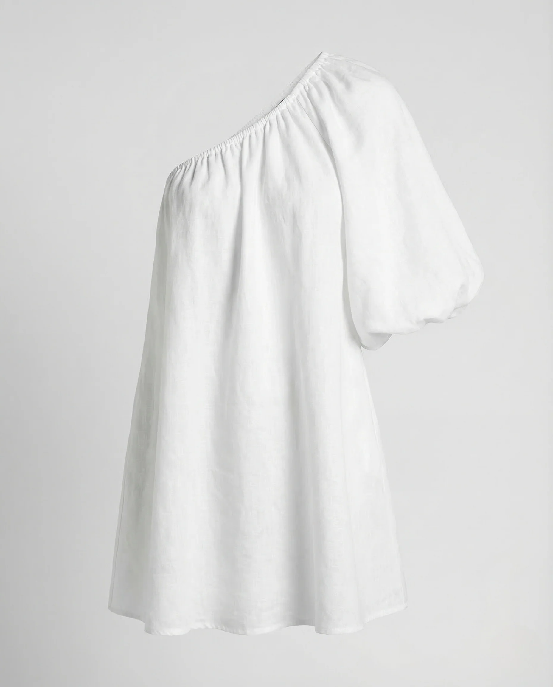 Damen Minikleid Asymmetrisch Schulterfrei Ballonärmel - Image 5