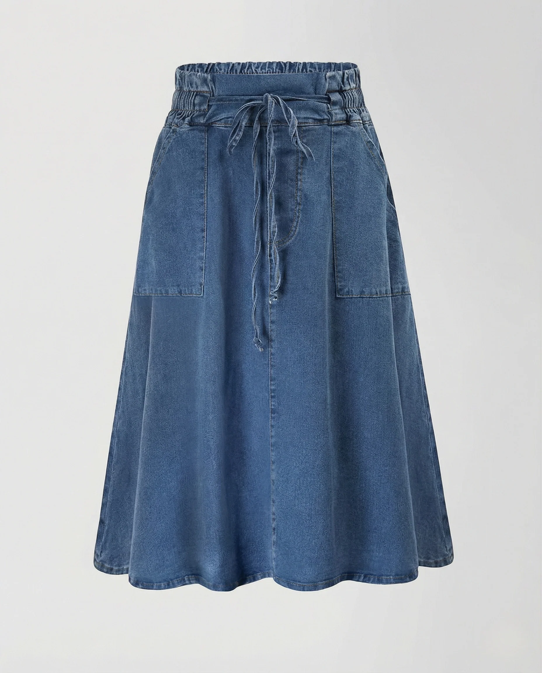 Midirock Damen Jeans Tunnelzug - Image 4