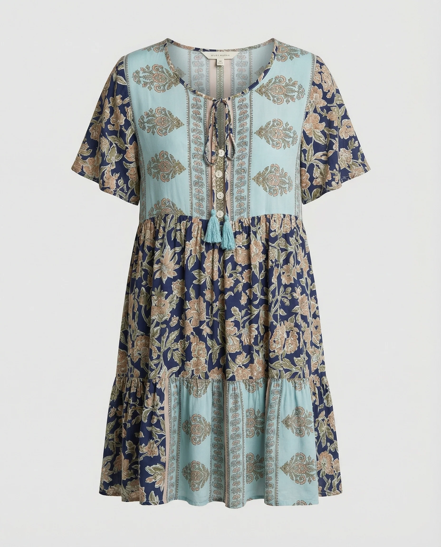 Damen Boho Midikleid A-Linie mit Bordüre - Image 5