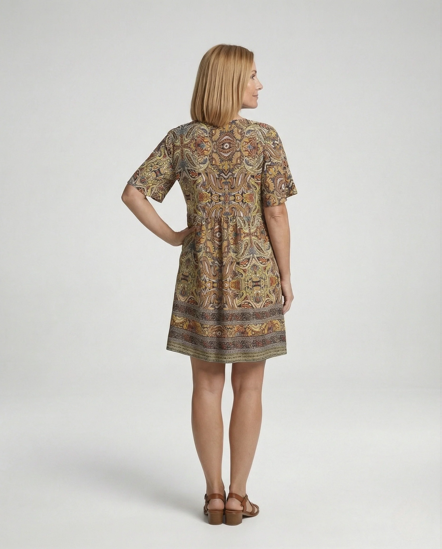 Freizeitkleid Damen Babydoll Minikleid V-Ausschnitt - Image 4