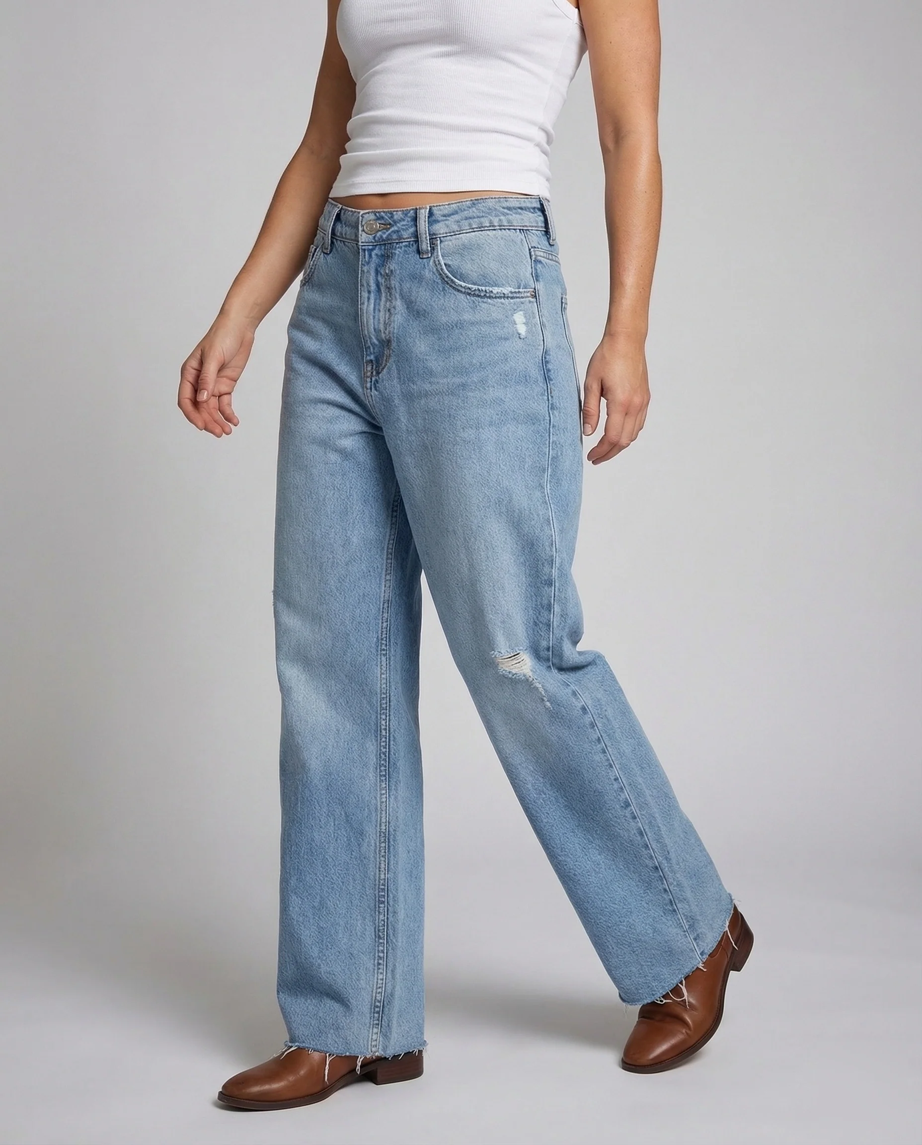 Damen Baggy Jeans High Waist Herzpatch - Image 2