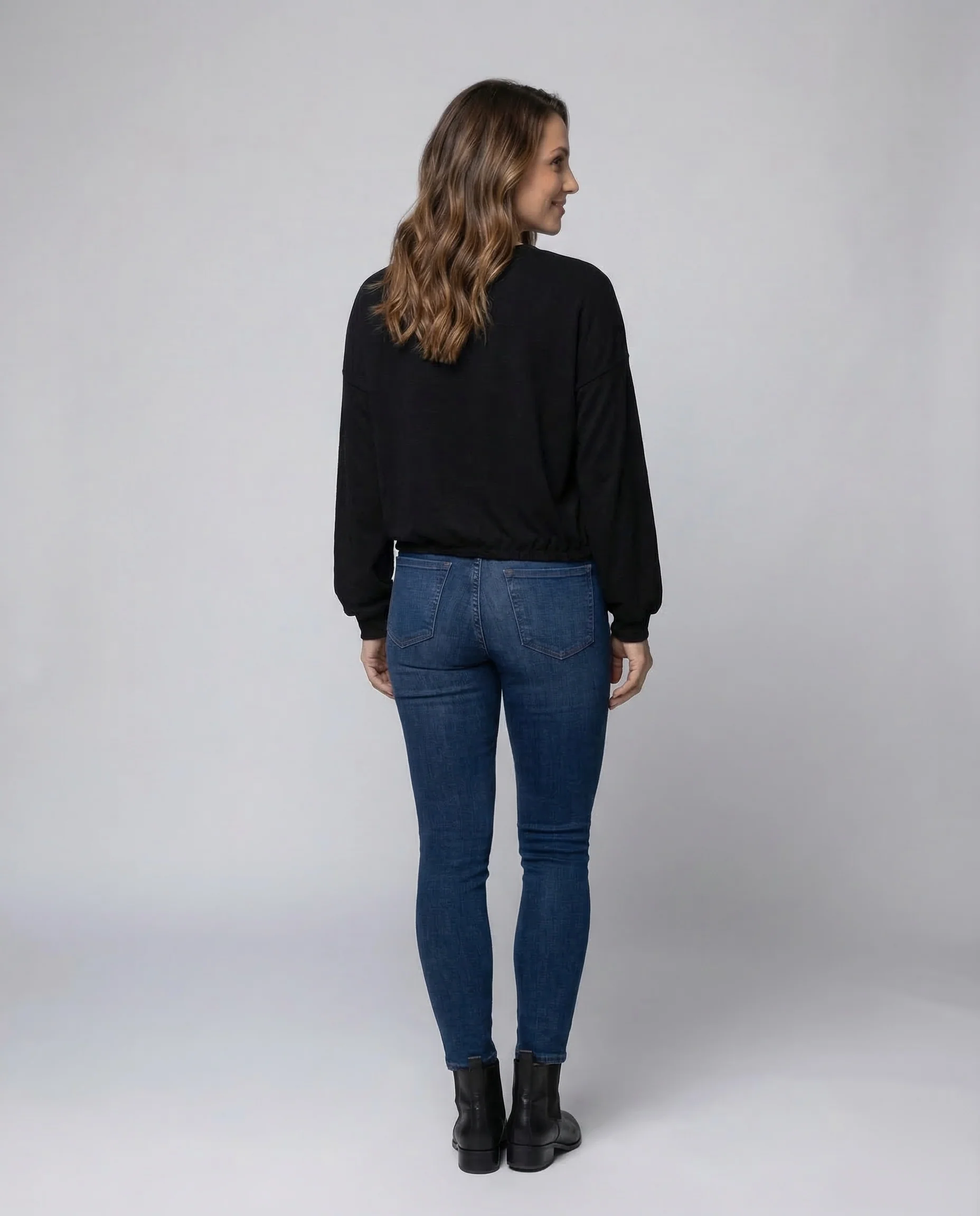 Damen Crop Shirt Ballonärmel - Image 3