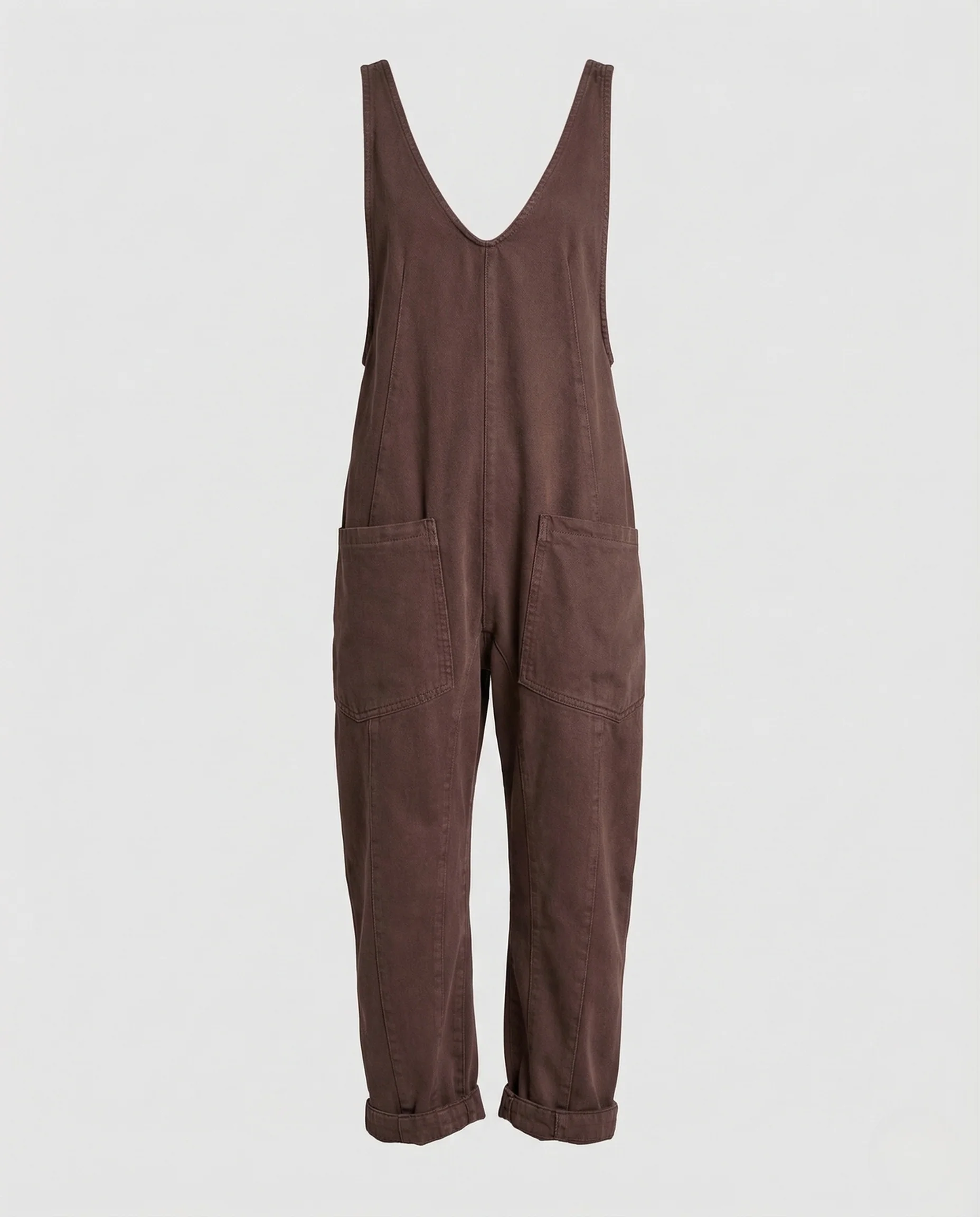 Damen Worker Overall aus Baumwollcanvas mit V-Ausschnitt & Taschen - Image 4