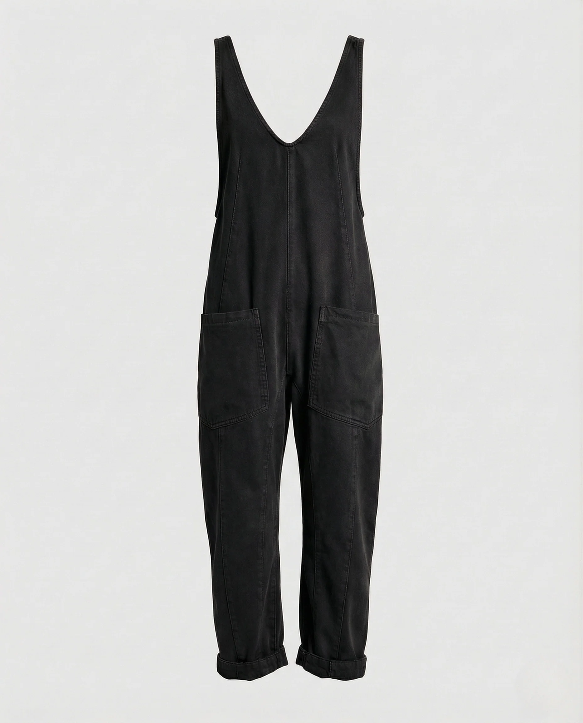 Damen Worker Overall aus Baumwollcanvas mit V-Ausschnitt & Taschen - Image 5