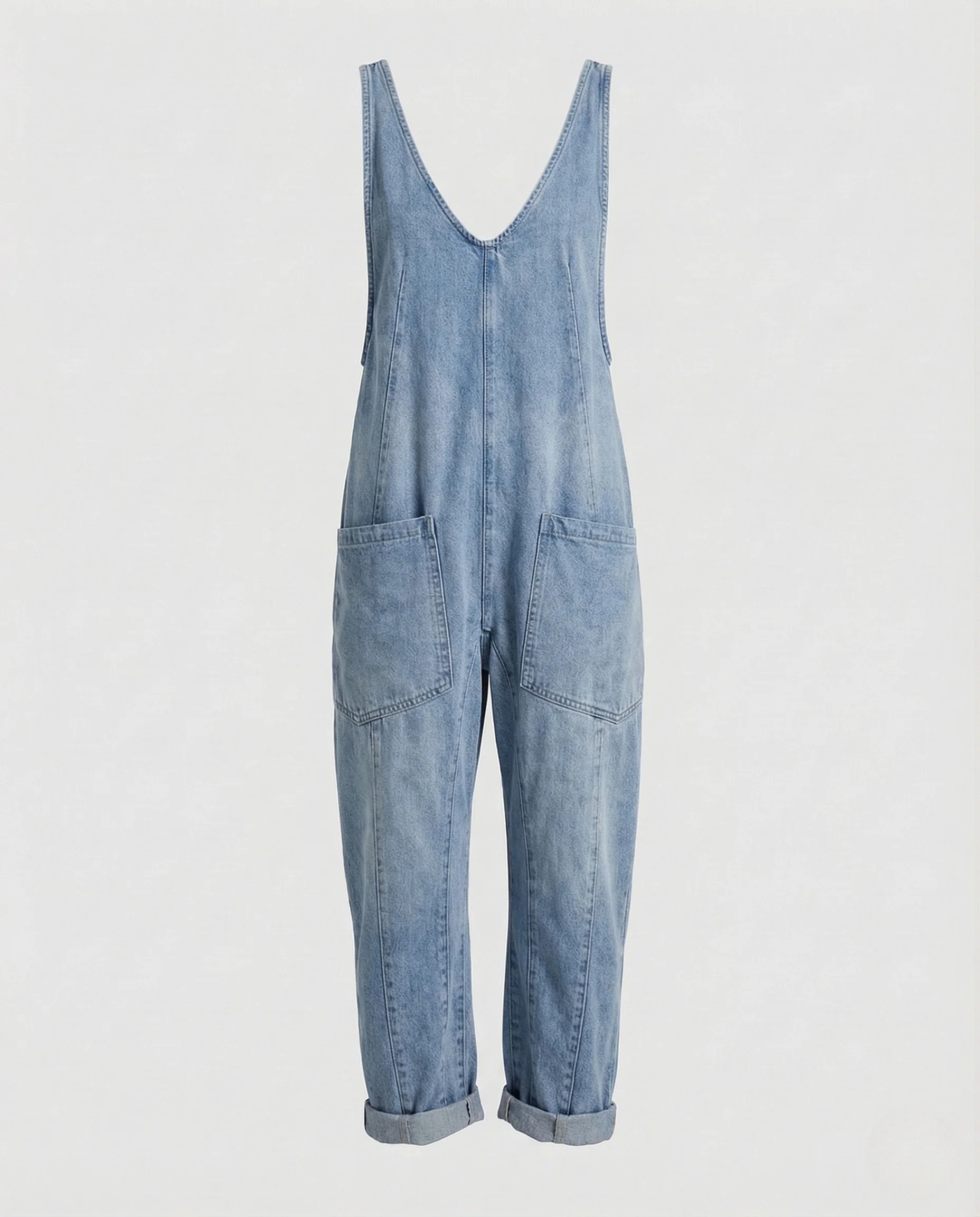 Damen Worker Overall aus Baumwollcanvas mit V-Ausschnitt & Taschen - Image 7