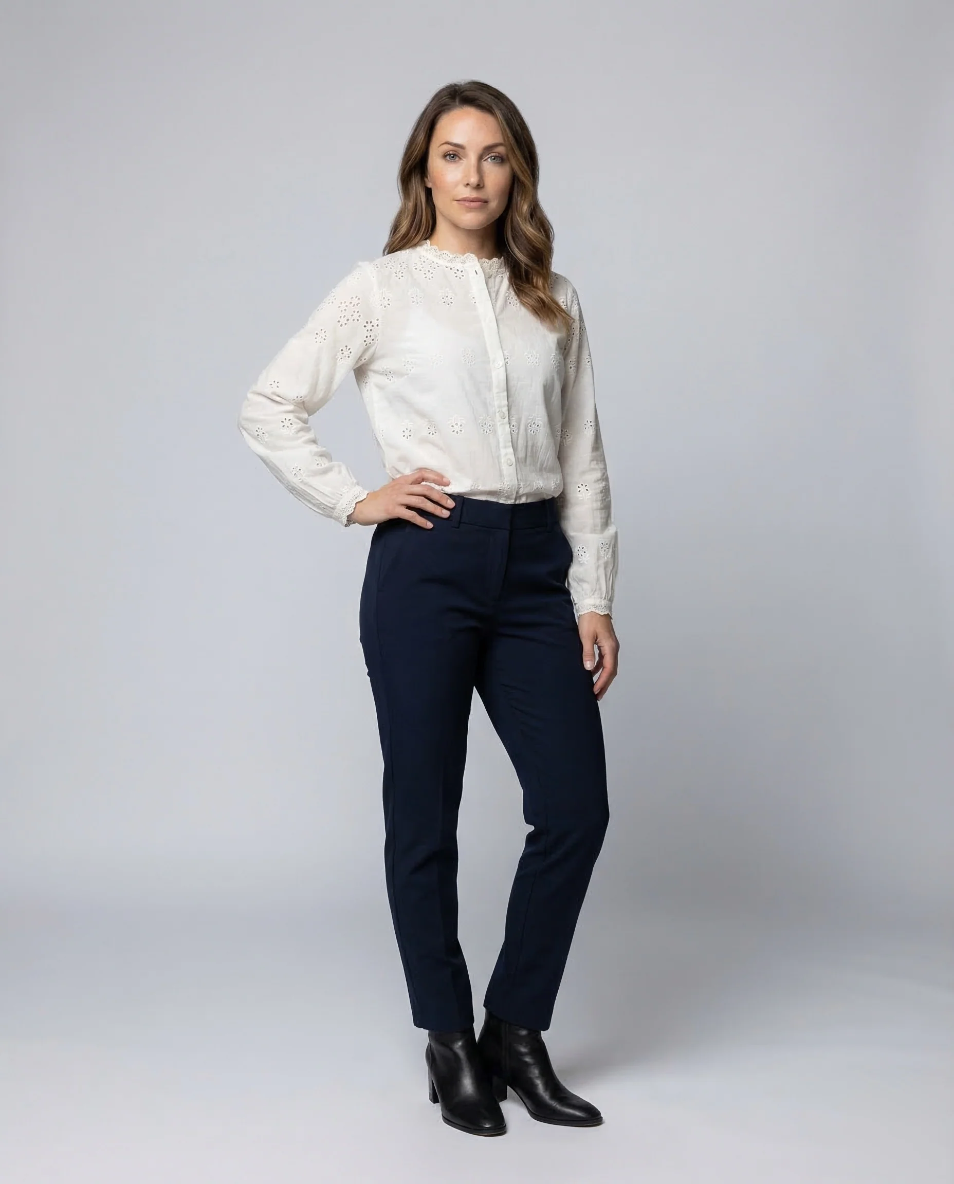 Damen Baumwollbluse Stickerei - Image 2