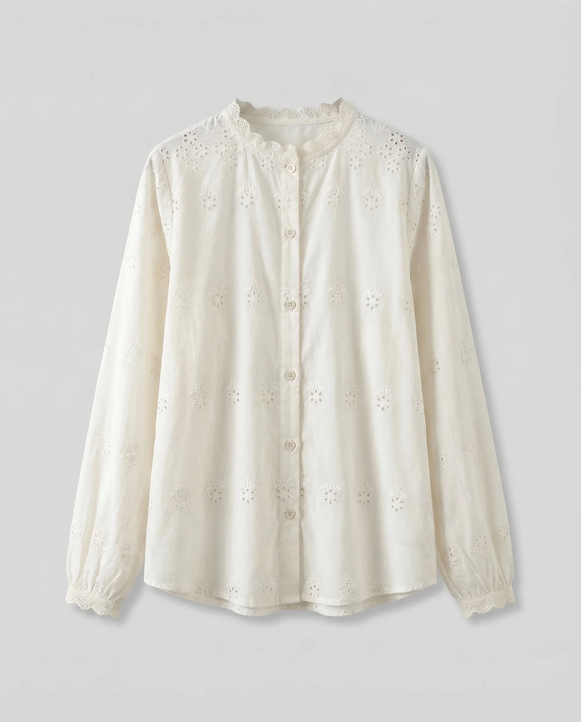 Damen Baumwollbluse Stickerei - Image 4