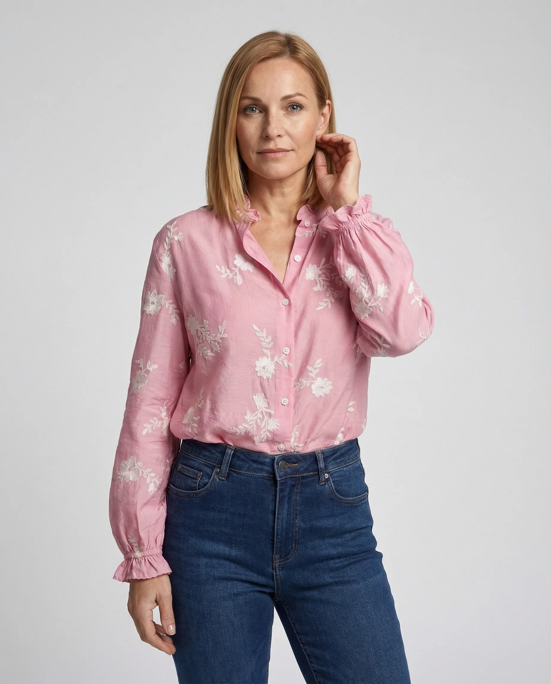 Bestickte Bluse Mit Ballonärmeln Damen - Image 2