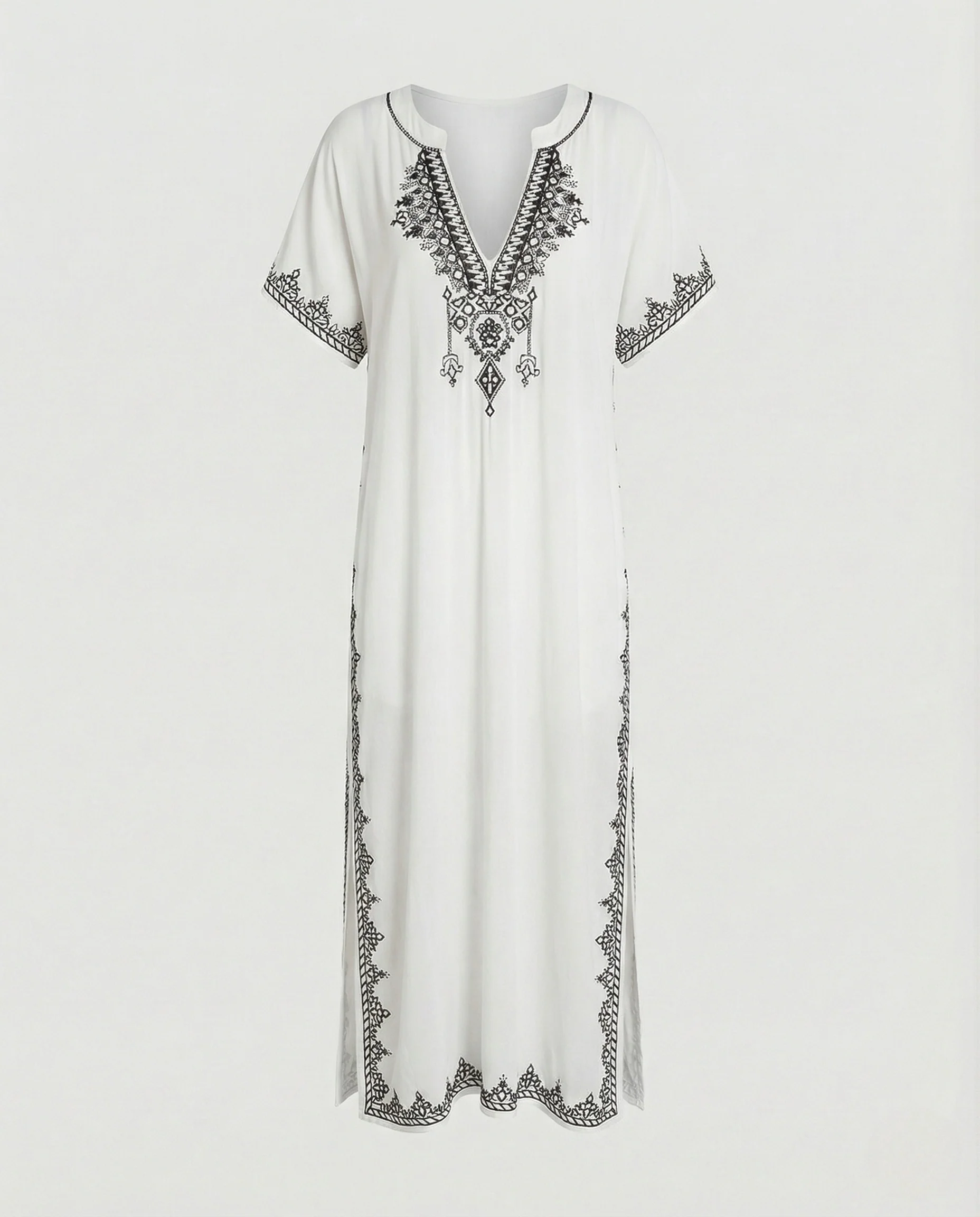 Damen Maxikleid Kaftan V-Ausschnitt - Image 5