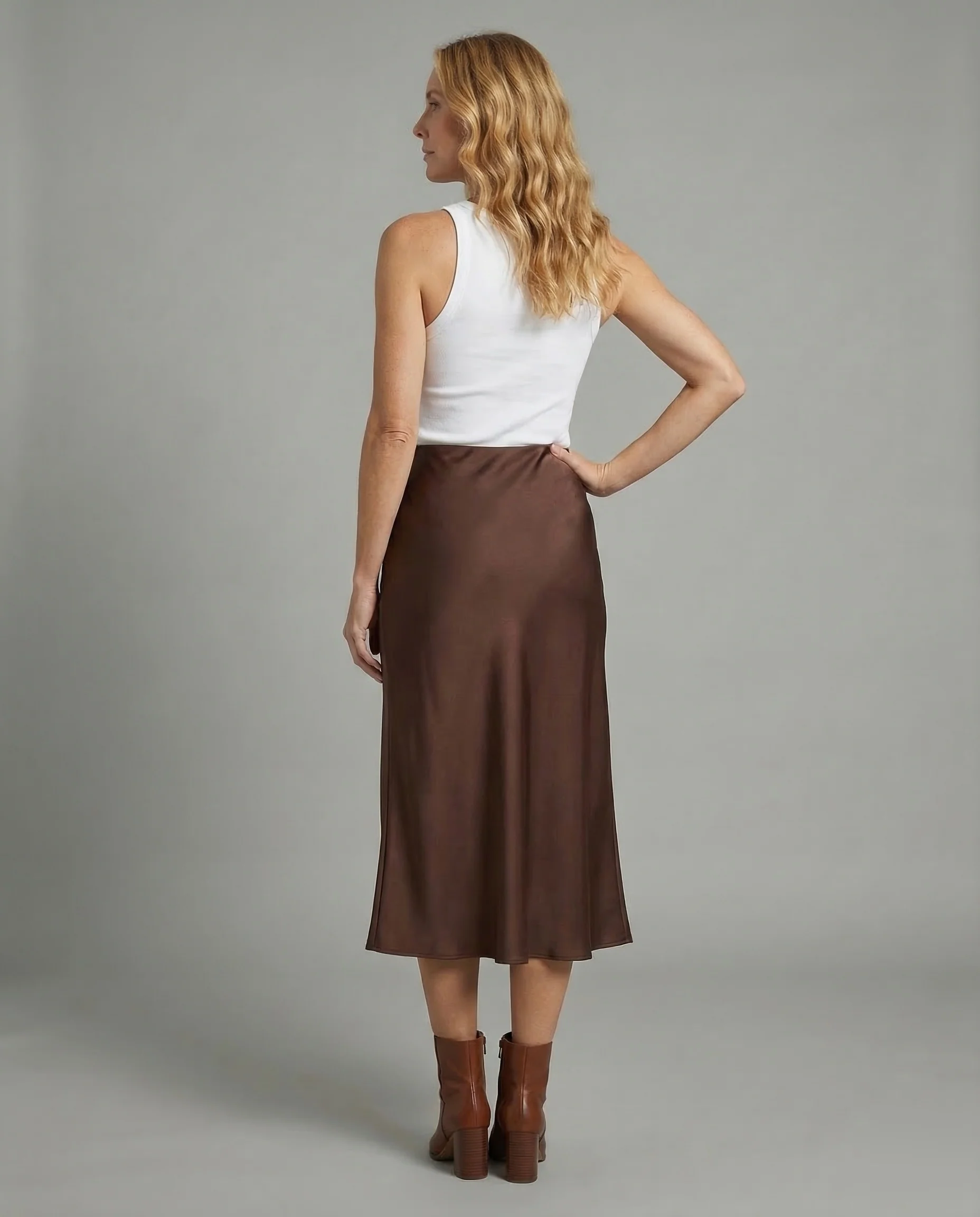 Damen Satin Maxirock Trompete - Image 4