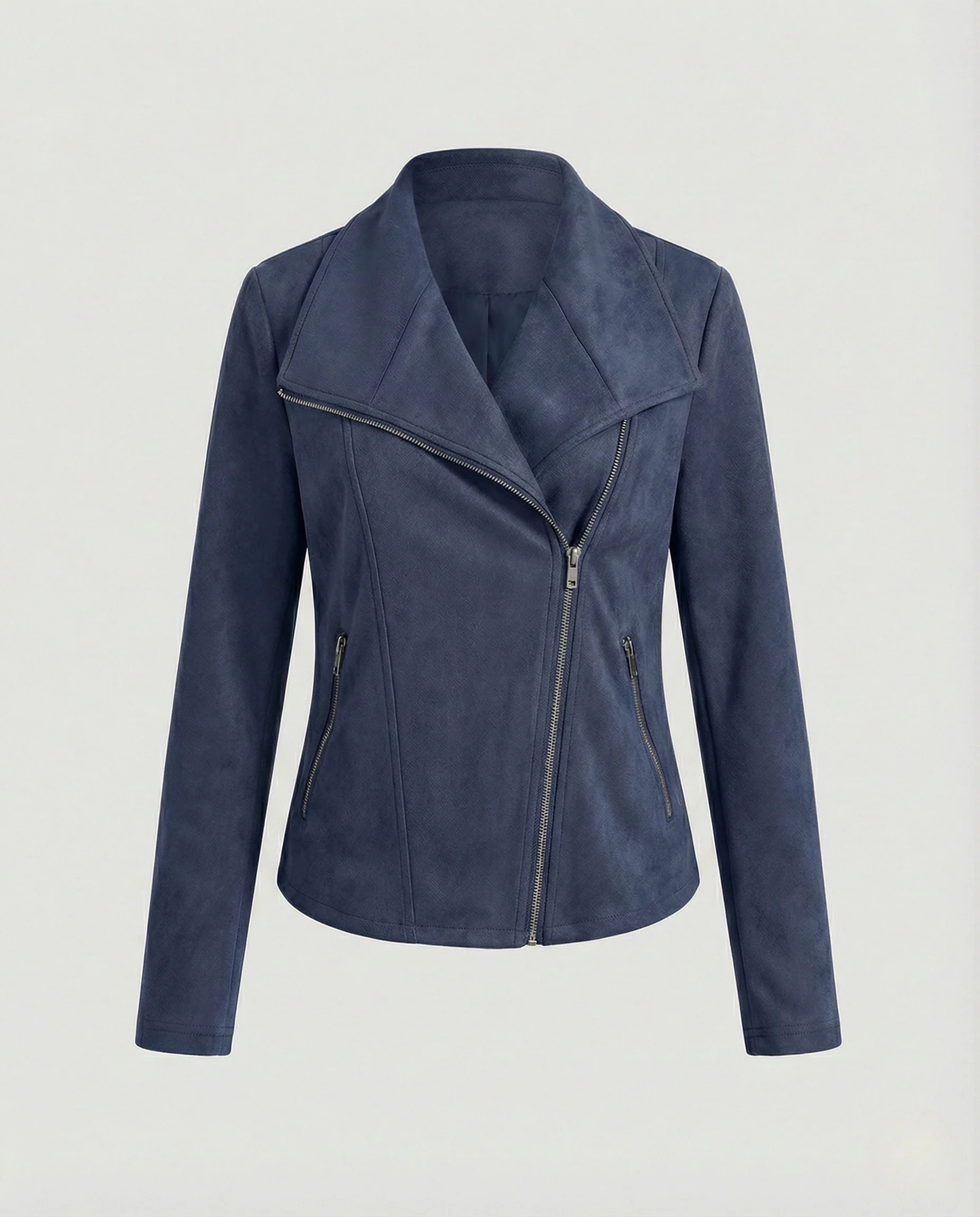 Damen Lederjacke Bikerjacke Wildlederoptik - Image 10
