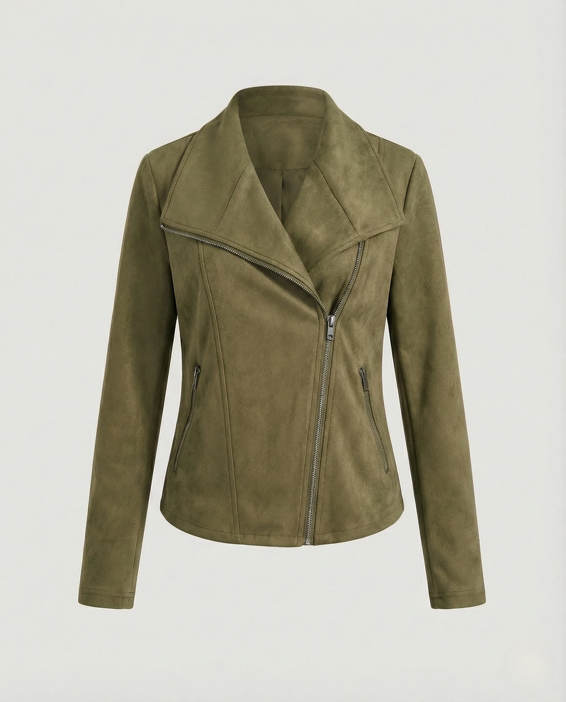 Damen Lederjacke Bikerjacke Wildlederoptik - Image 11