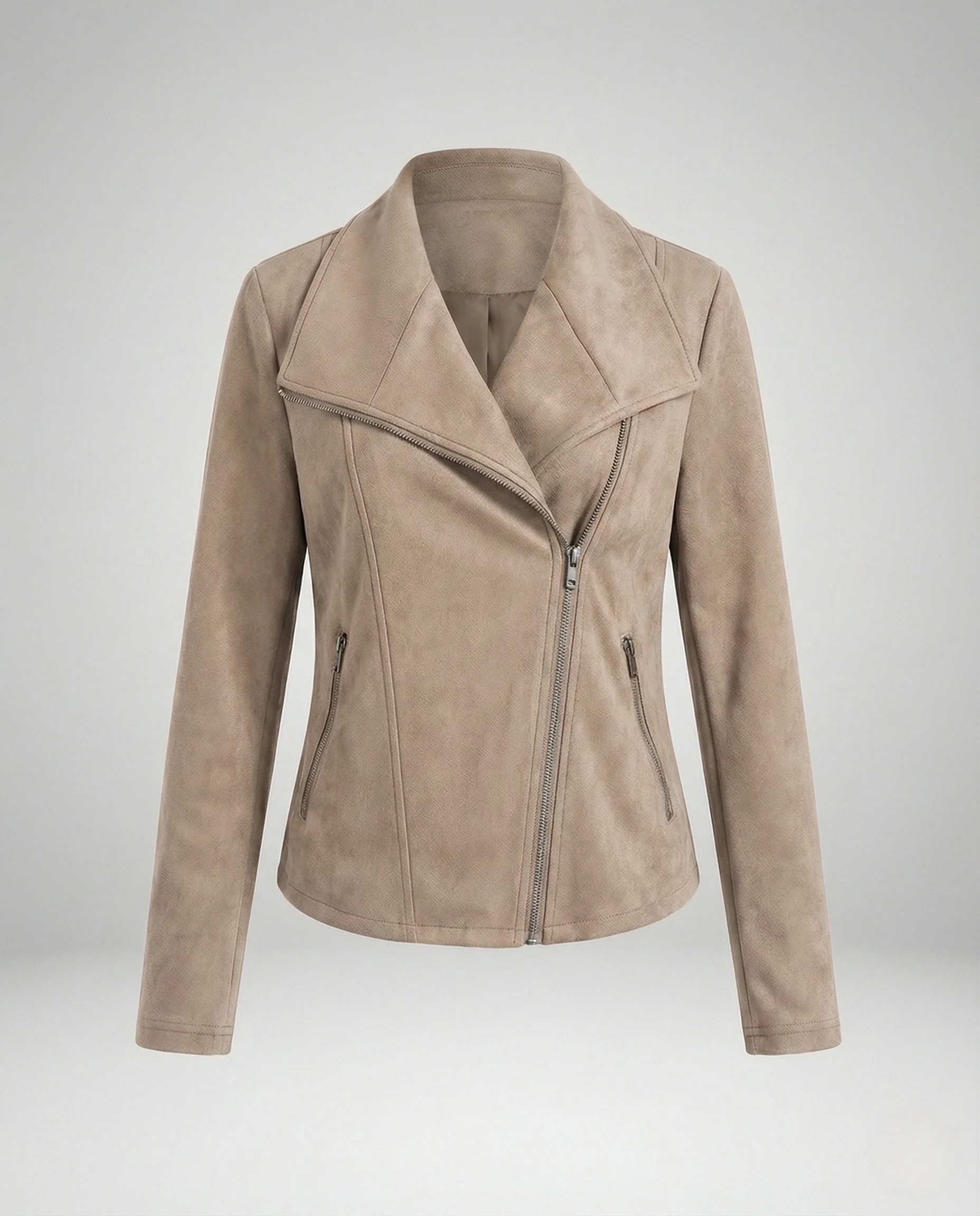 Damen Lederjacke Bikerjacke Wildlederoptik - Image 6