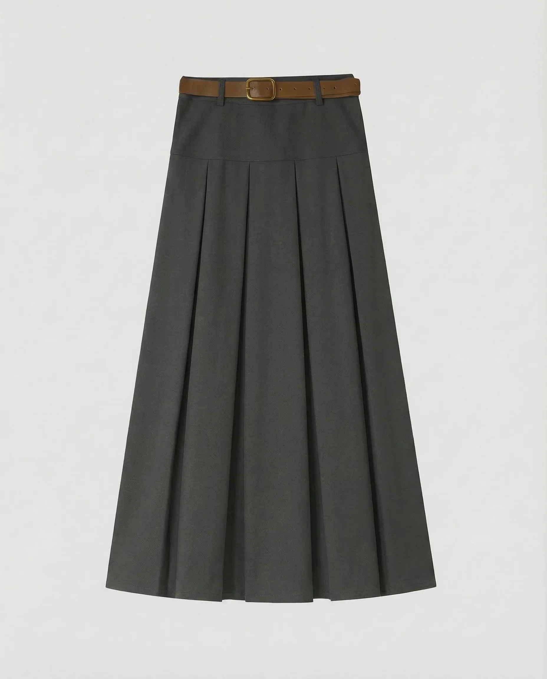 Damen Maxirock Kellerfalten Gürtel - Image 7